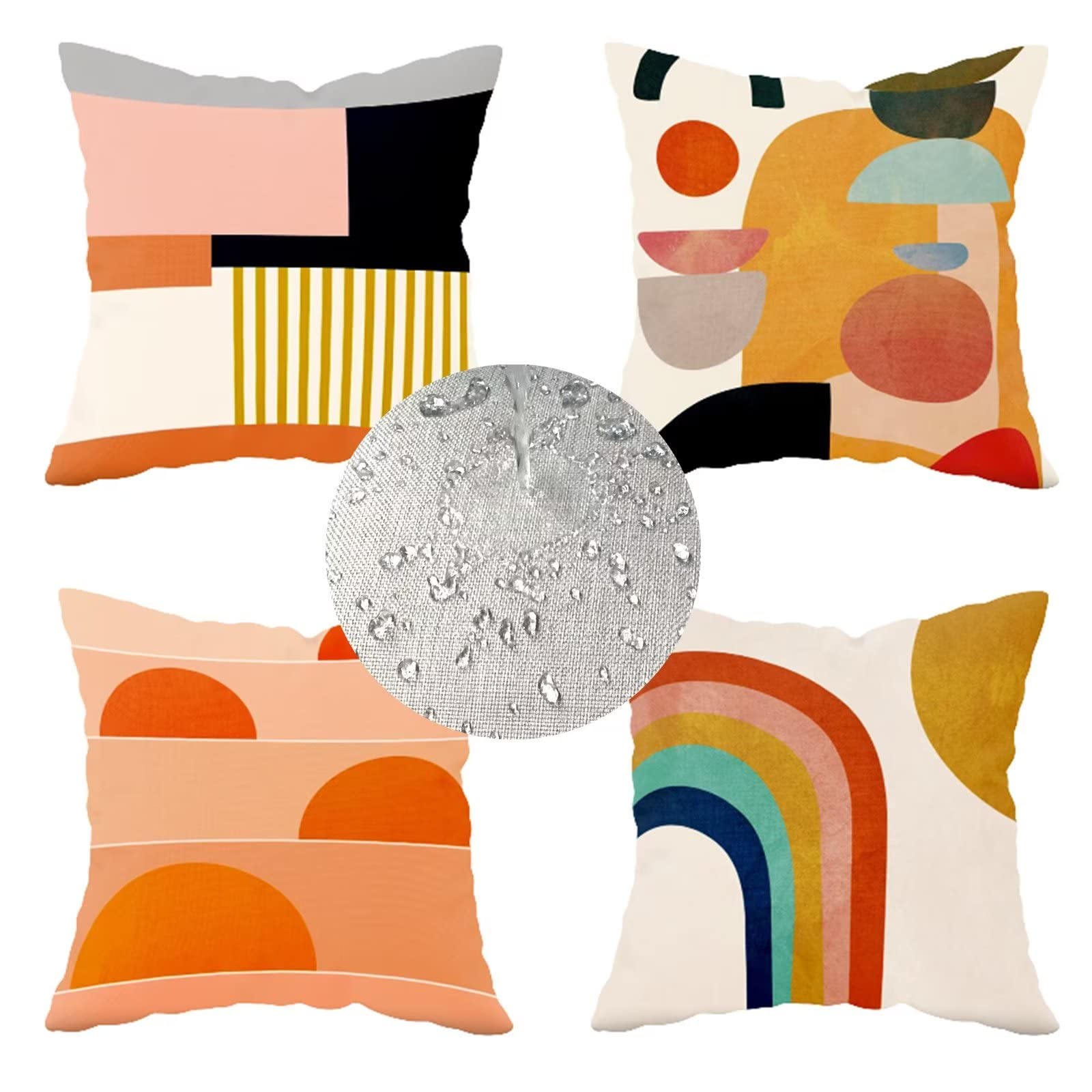 Housse de coussin 30x30cm imperméable abstrait pour extérieur et jardin
