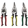 Amazon Basics 3-Piece Aviation Snip Set for Metal Cutting with Comfort Grips, Left, Right and Straight Cut