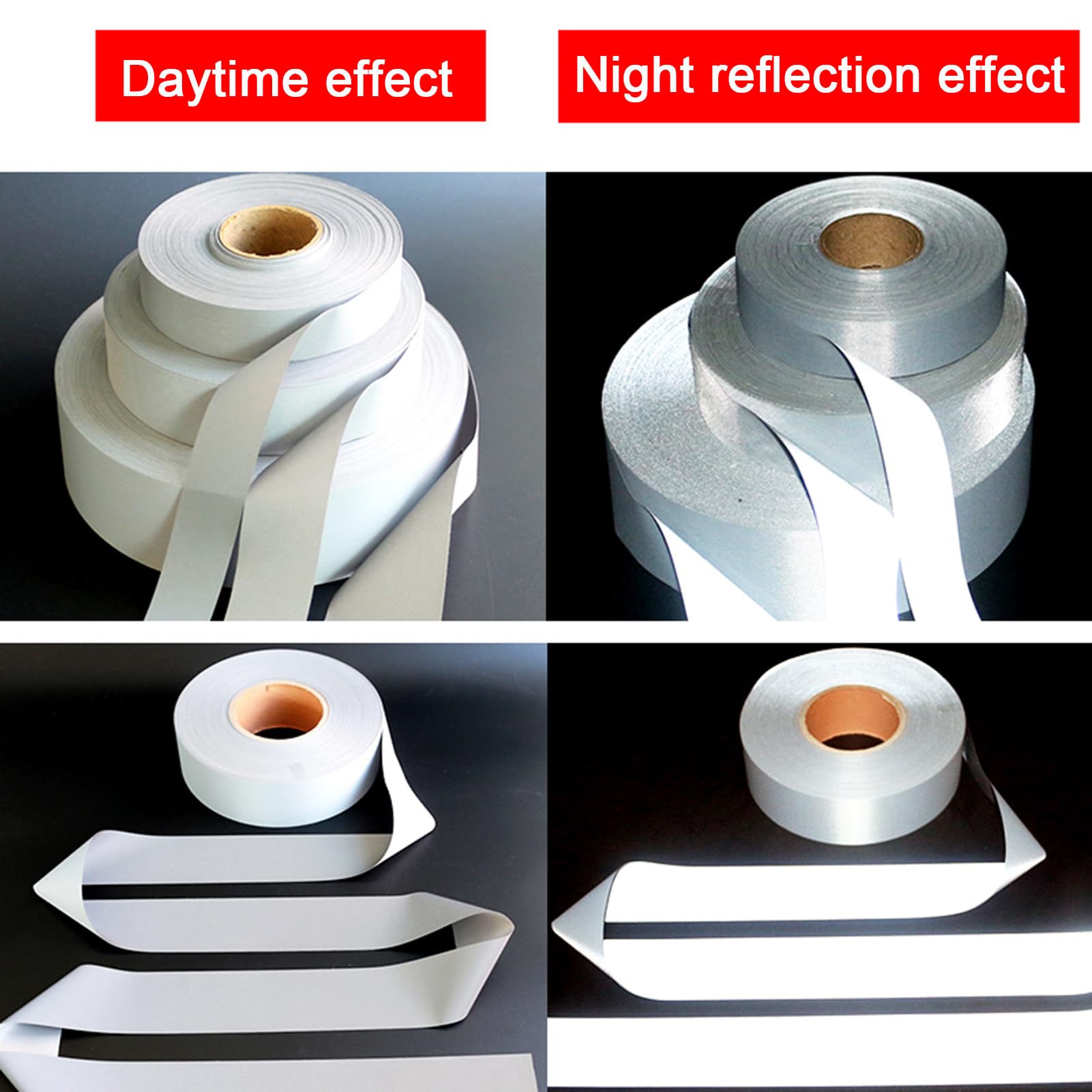 Cinta reflectante, cinta de marcado, cinta reflectante for ropa, cinta de advertencia de peligro, cinta de seguridad autoadhesiva, pegatinas reflectantes impermeables for exteriores for ropa, 5 cm x 5