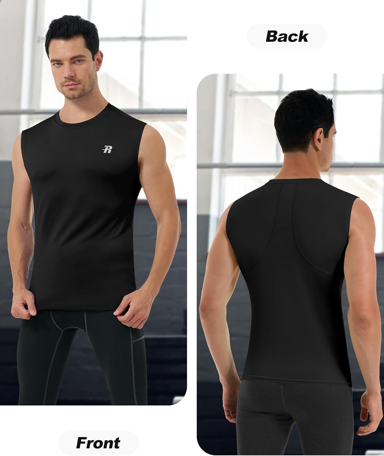 Runhit 3 Pack Men's Compression Shirts Sleeveless Workout Athletic Tank Top Sports Base Layer Undershirt for Running Gym - Image 2