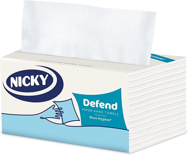 Nicky Defend Hand Paper Towel 1 Pack With 100 2-ply Paper Hand Towels Soft And Resistant 100% Pure Biodegradable Cellulose Paper