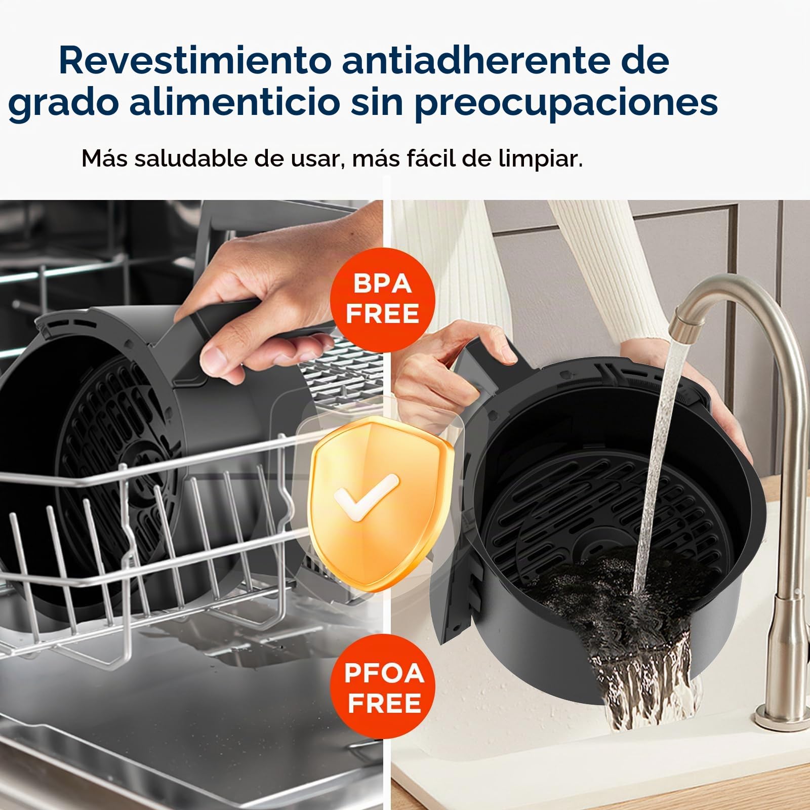 Freidora de aire caliente digital 1500W con 8 funciones preestablecidas, 3.5L, control de temperatura inteligente, negro