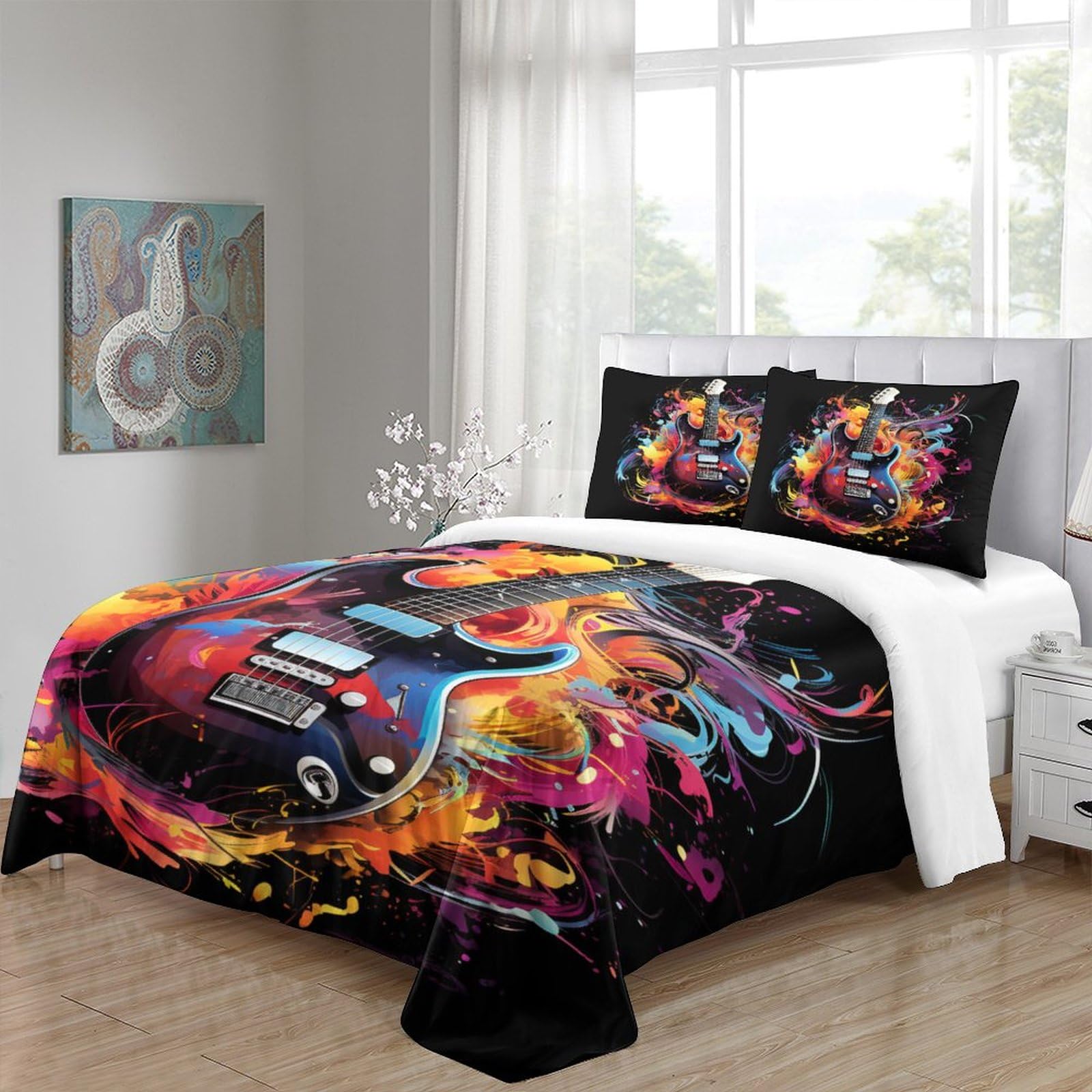 Zestawy pościeli z mikrofibry z nadrukiem 3D, miękkie, łatwe w pielęgnacji, zestaw 3 szt., pojedyncze (140 x 200 cm), dla nastolatków i dorosłych
