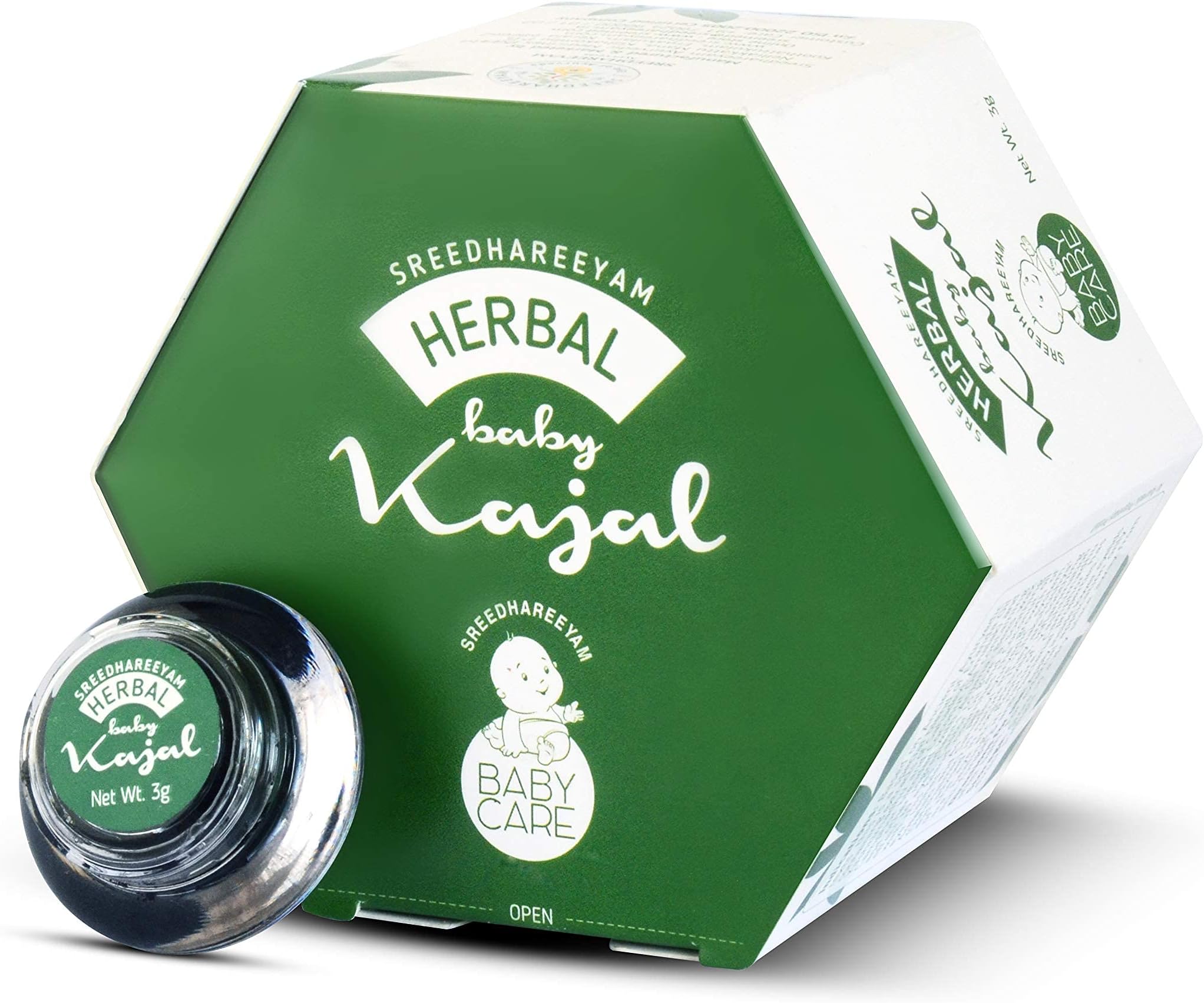 Herbal Baby Kajal for New Born - From Renowned Eye Hospital, Authentic for Babies and Adults with Gooseberry, Sahadevi, Yashtimadhu and Castor Oil, Matte Black Finish