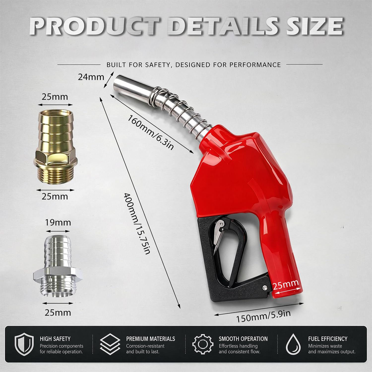 Automatische Zapfpistole Diesel 3/4", Selbstansaugende Tankpistole mit 3-stufig einstellbare Durchflussrate und Ergonomischer Griff für LKW, Traktoren & Baumaschinen