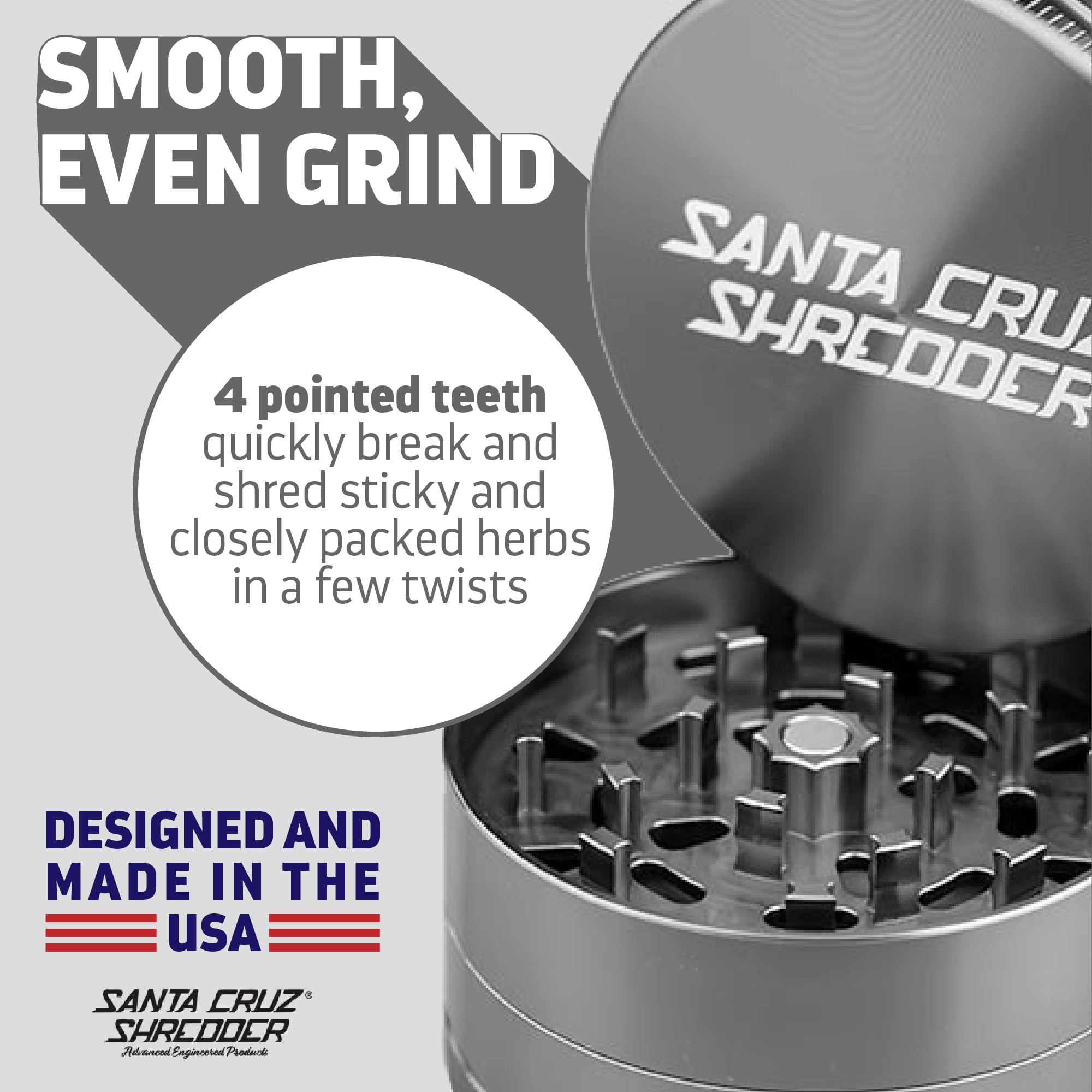 Santa Cruz Shredder Jumbo Spice Grinder 3-Piece Metal Gray - Image 3