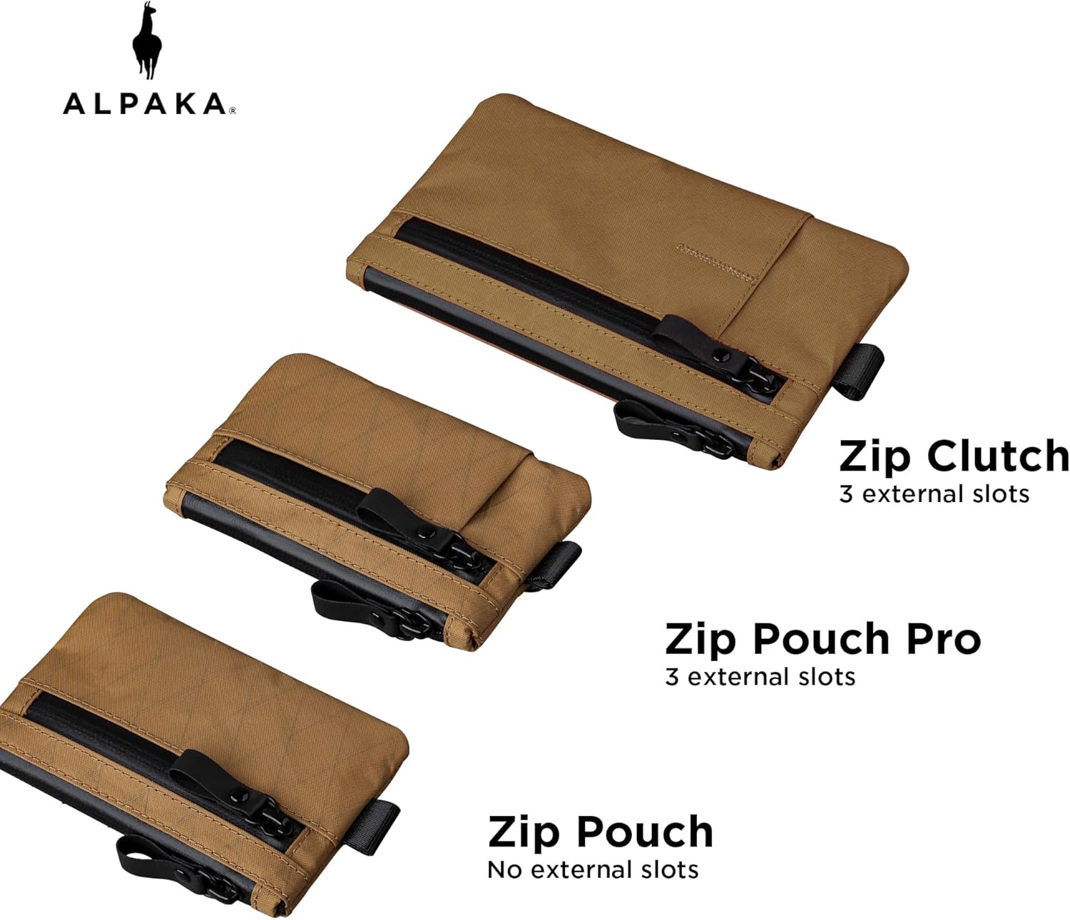 ALPAKA Zip Pouch Coyote Brown X-Pac - RFID-Blocking Small Cash and Card Zip Wallet with Carbon Neutral, Weatherproof Fabrics, YKK Zipper, EDC Pouch for Men Travel - Image 4