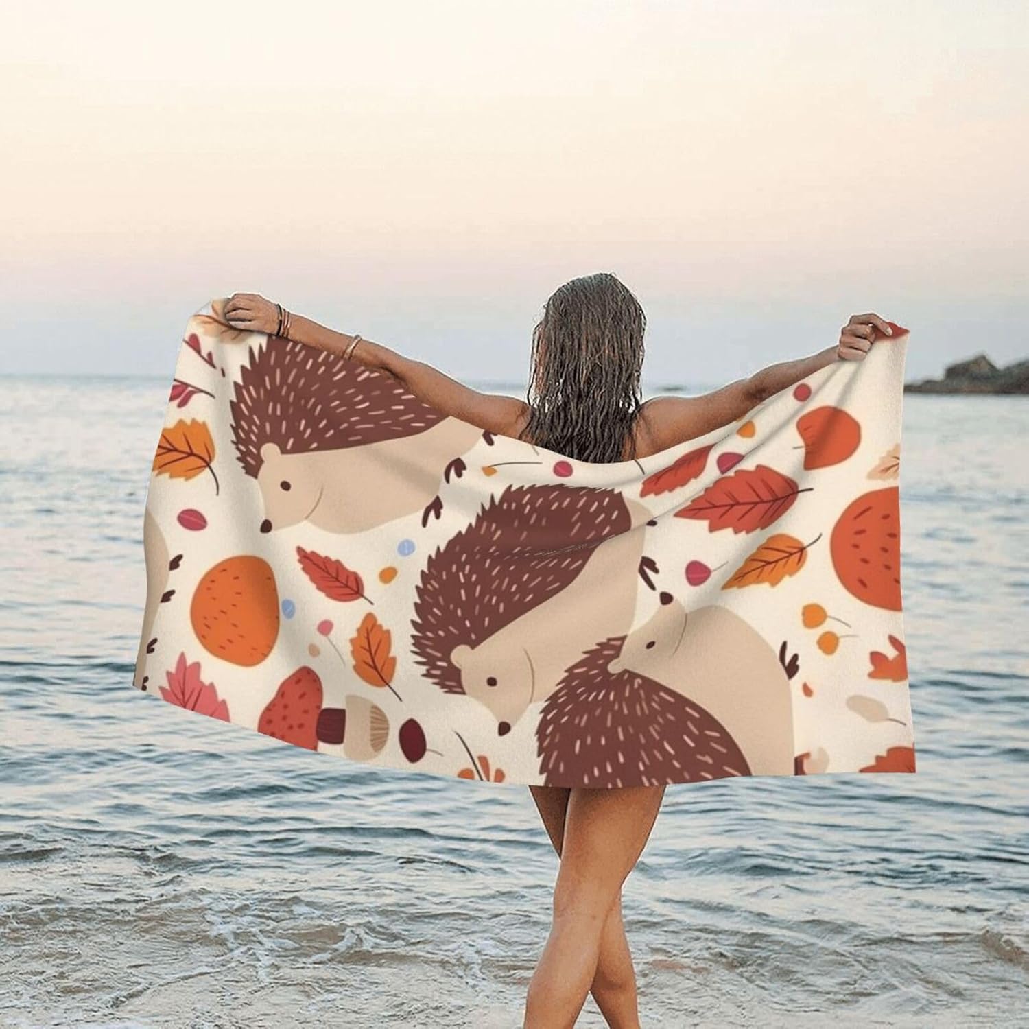 KHiry Microfiber Towel Beach Towels Nature Lovely Hedgehog Quick Dry Towel Soft Lightweight Travel Towels Absorbent Large Easy Pack Travel Things Beach Blanket for Gym Sports Swimming