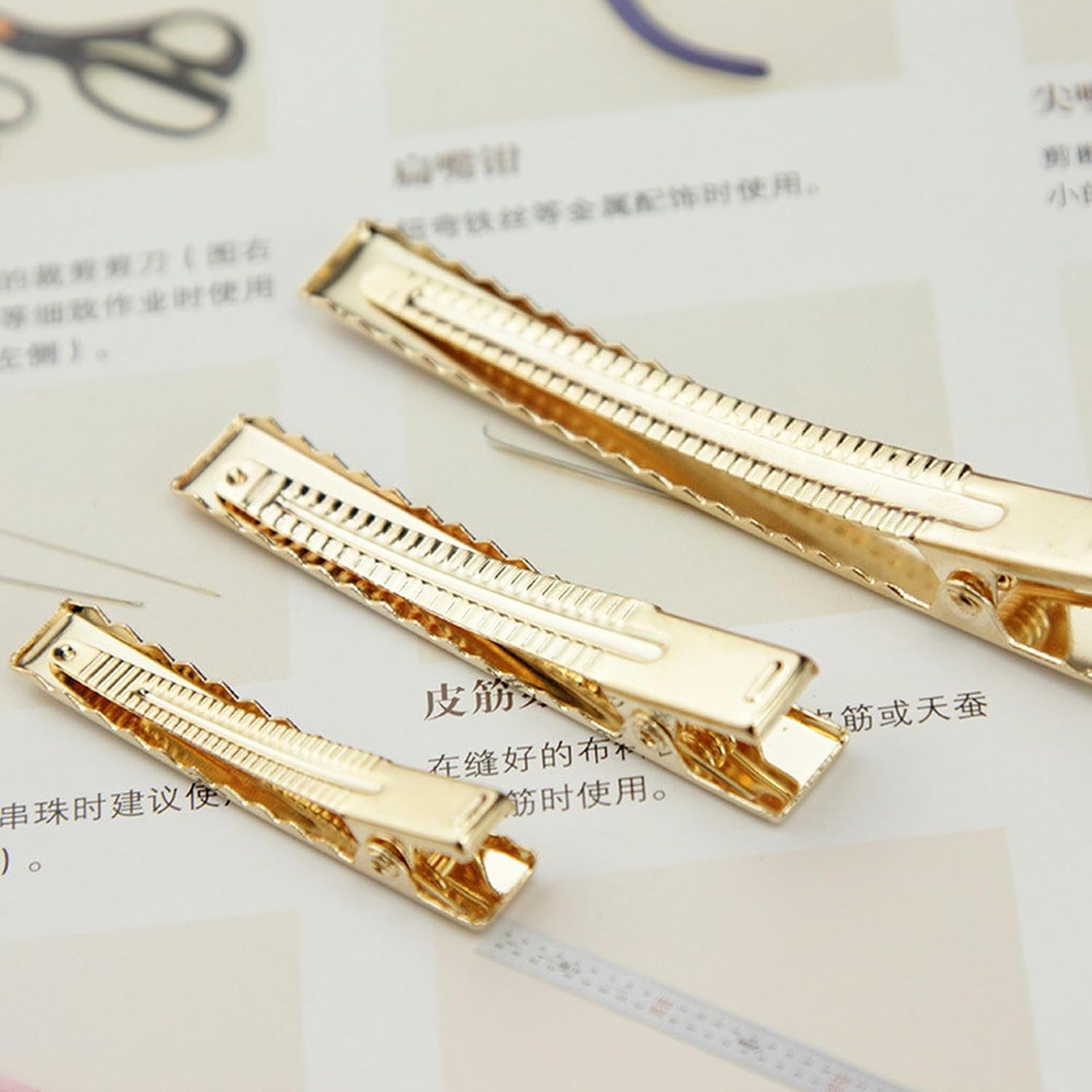 DIY Handmade Bow Accessories Jewelry Material Side Clip Gold Thickened - 4.5cm - Gold
