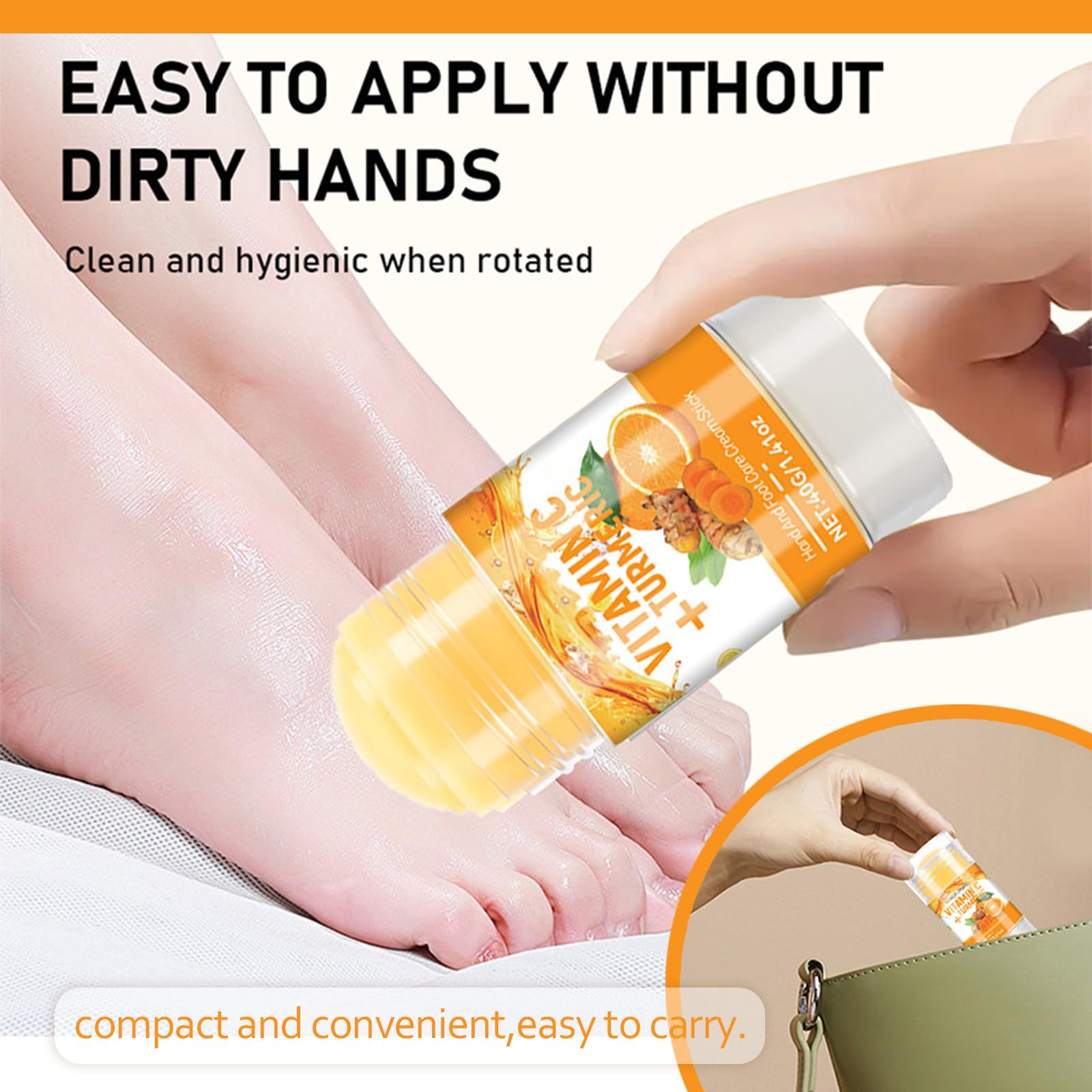Turmeric Foot Cream for Hard Skin Cracked Heel Repair Cream, Moisturising Stick for Dry Feet & Hands - Image 3