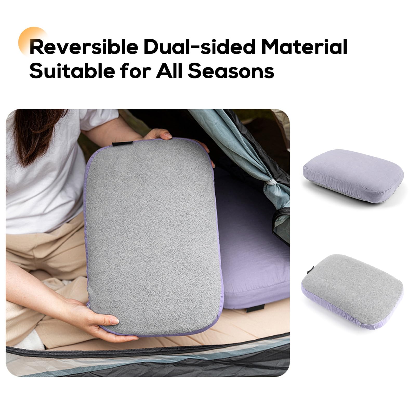 Almohada de Espuma viscoelástica para Camping, portátil, de Rebote Lento, con Tela Transpirable y silenciosa, de Doble Cara, para Acampar al Aire, Viajes, avión, Coche,