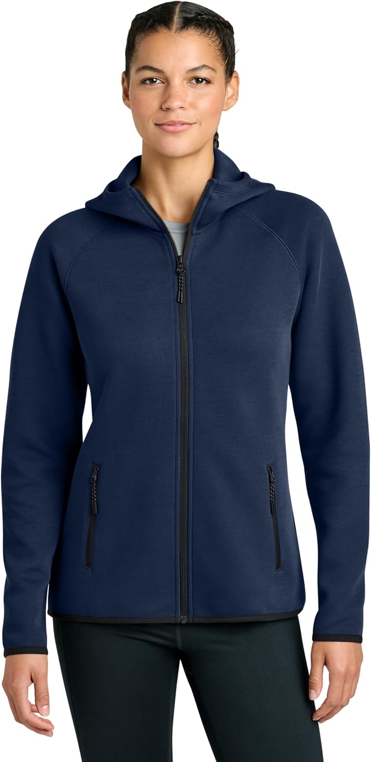 SPORT-TEK Women's Phenom Full-Zip Hoodie - Athletic Zip Up Jacket, Midweight Warmth, Performance Hood, Zippered Hand Pockets