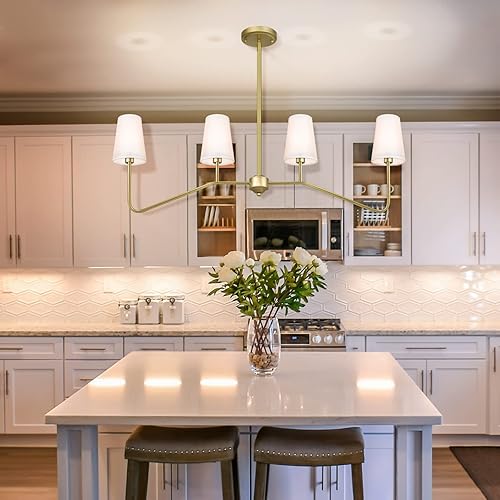 Miniatura 2 de WuliFun Iluminación de isla de cocina de 4 luces, lámpara lineal industrial, lámparas de isla de cocina, candelabros de granja para comedor, 4 luces