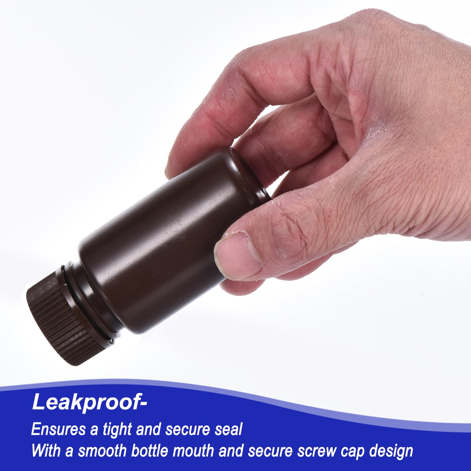 PATIKIL 200pz Boccette 60ml Reagenti, Boccette PE Bocca Larga Tappo Vite per Conservazione Acqua, Reagenti, Liquidi e Campioni Solidi Laboratorio, Ambra