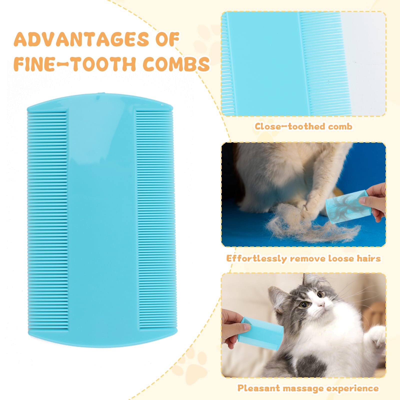 Lot de 90 peignes anti-puces double face pour chats, chiens, poux et tiques pour petits chats, chiens, chatons (6 couleurs)