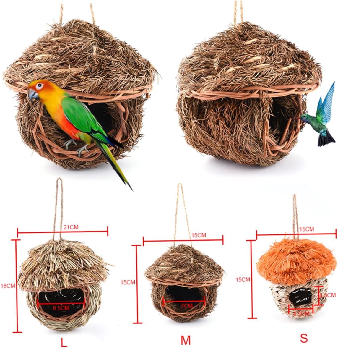 Mipcase 3pcs Handmade Straw Bird Nest Nesting Product for Small Pets Parakeets