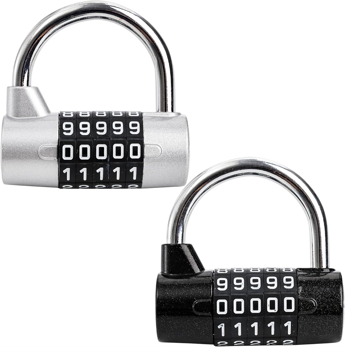 Hedume 2 Pack 5-Digit Horizontal Combination Padlock, 5 Digit Combination Lock, Password Lock for School Gym Locker, Sports Locker, Fence, Toolbox, Gate, Case, Hasp Storage