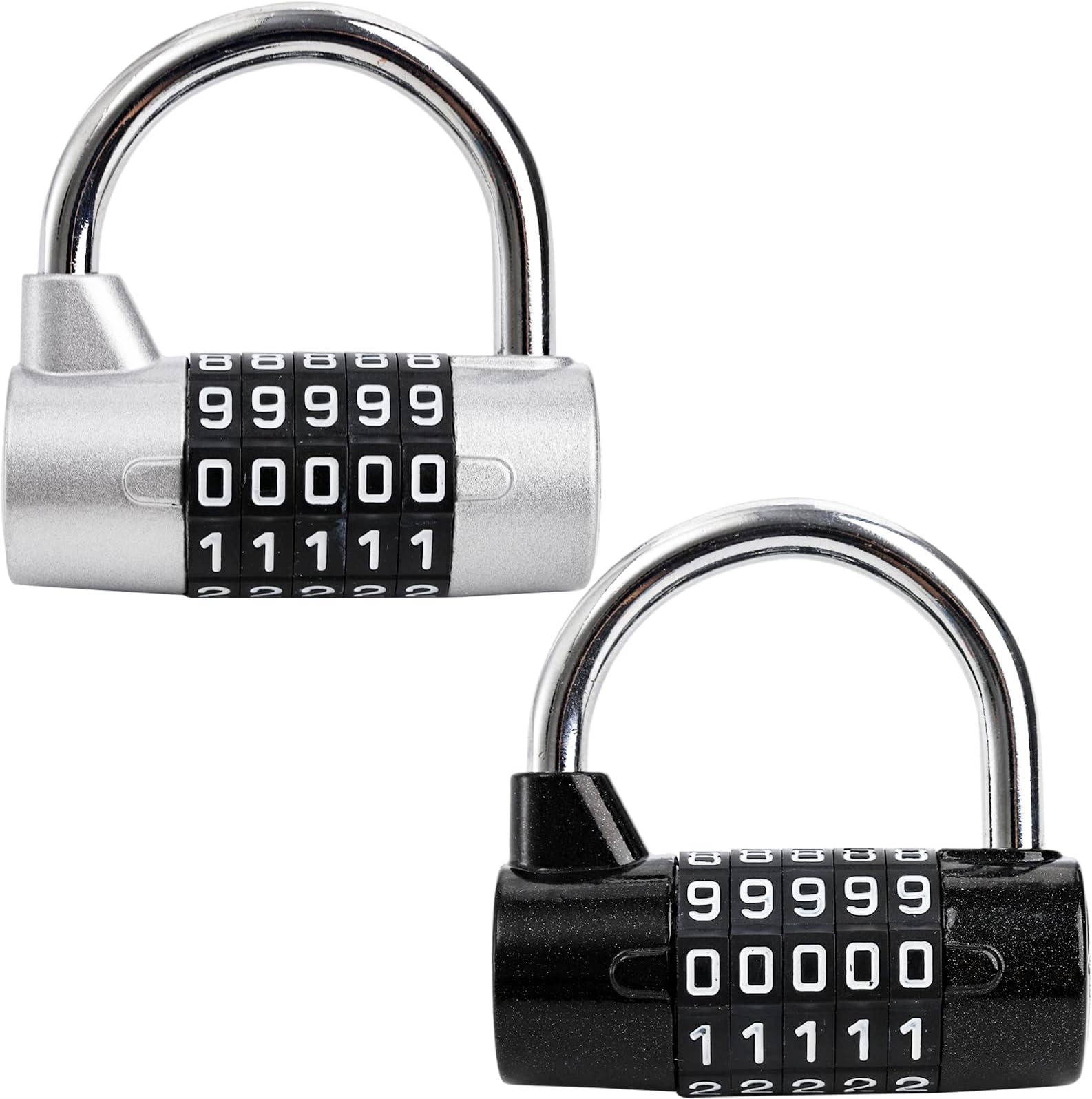 2 Pack 5-Digit Horizontal Combination Padlock, 5 Digit Combination Lock, Password Lock for School Gym Locker, Sports Locker, Fence, Toolbox, Gate, Case, Hasp Storage