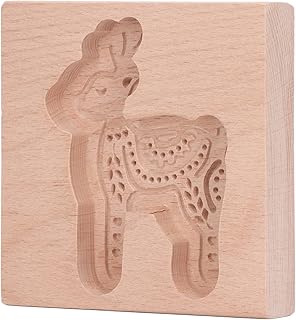 Wooden Carved Cookie Gingerbread Biscuit Press Stamp Embossing Kitchen Tool (Deer)