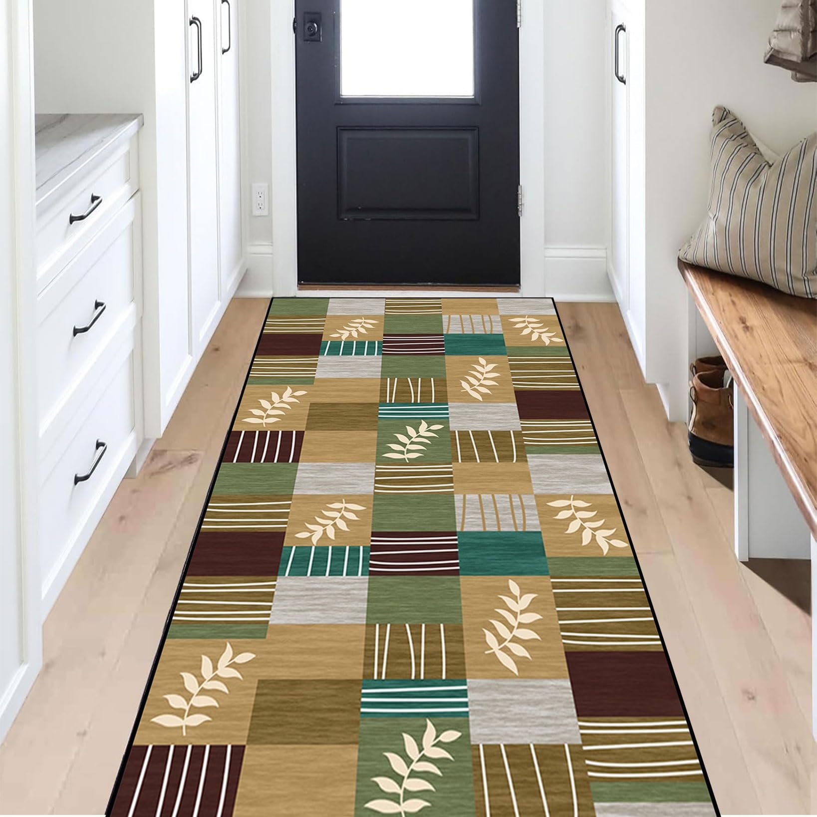 Teppich Läufer Flur Lang 55 x 330 cm rutschfest Läufer Flur Küche, Wohnzimmer Teppich Polyester, Kurzflor, Anpassbar, Leicht zu Reinige für Wohnzimmer, Flur, Küche, B