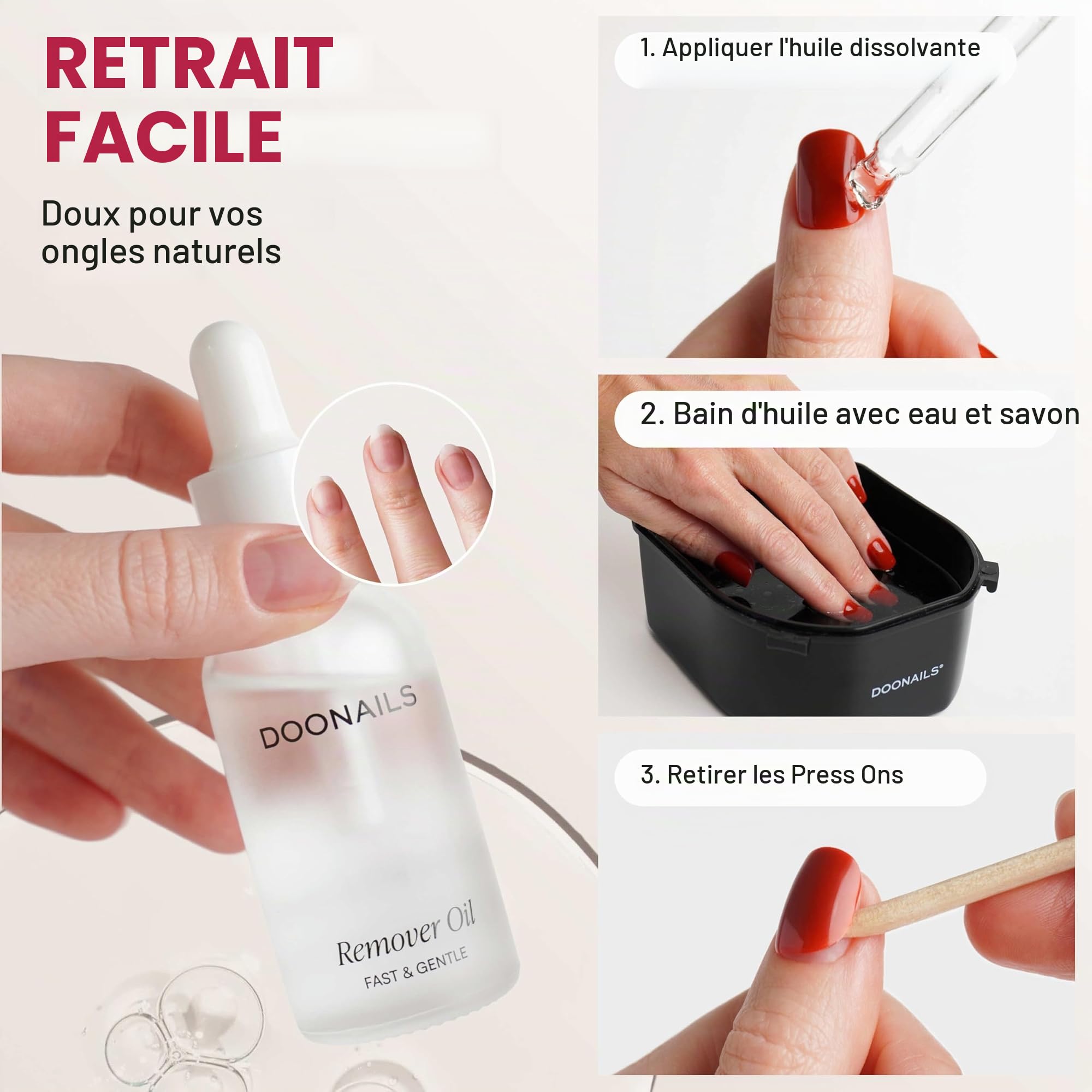 DOONAILS® Lot de 30 faux ongles à presser en gel souple Brownie - Ronds courts - Marron nude - Ombre chromé - Ongles à coller - Couverture complète - Qualité salon