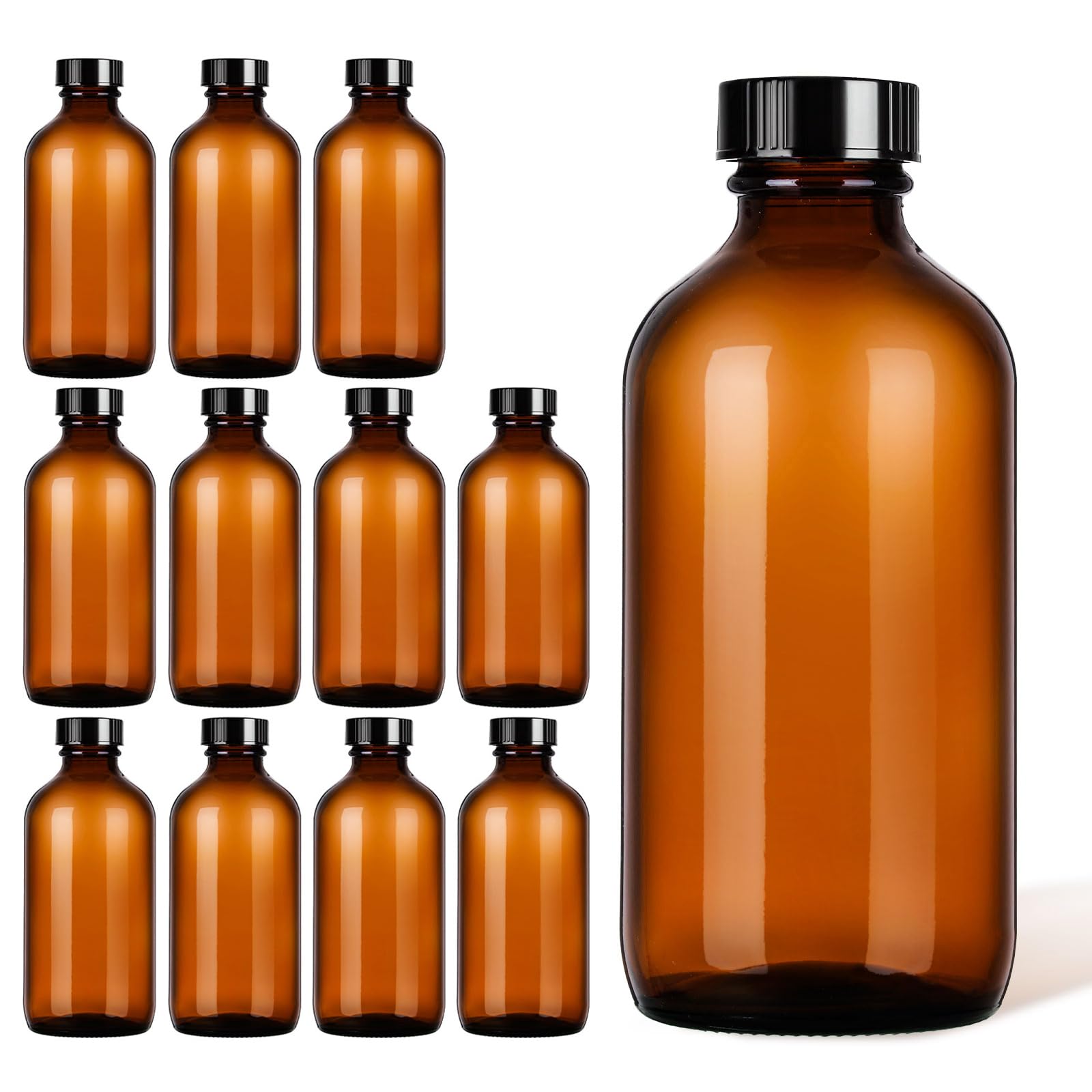 12 Braunglasflaschen Mit Kegeldeckel – 237 Ml, Wiederverwendbar Für Kombucha, Öle & Mehr
