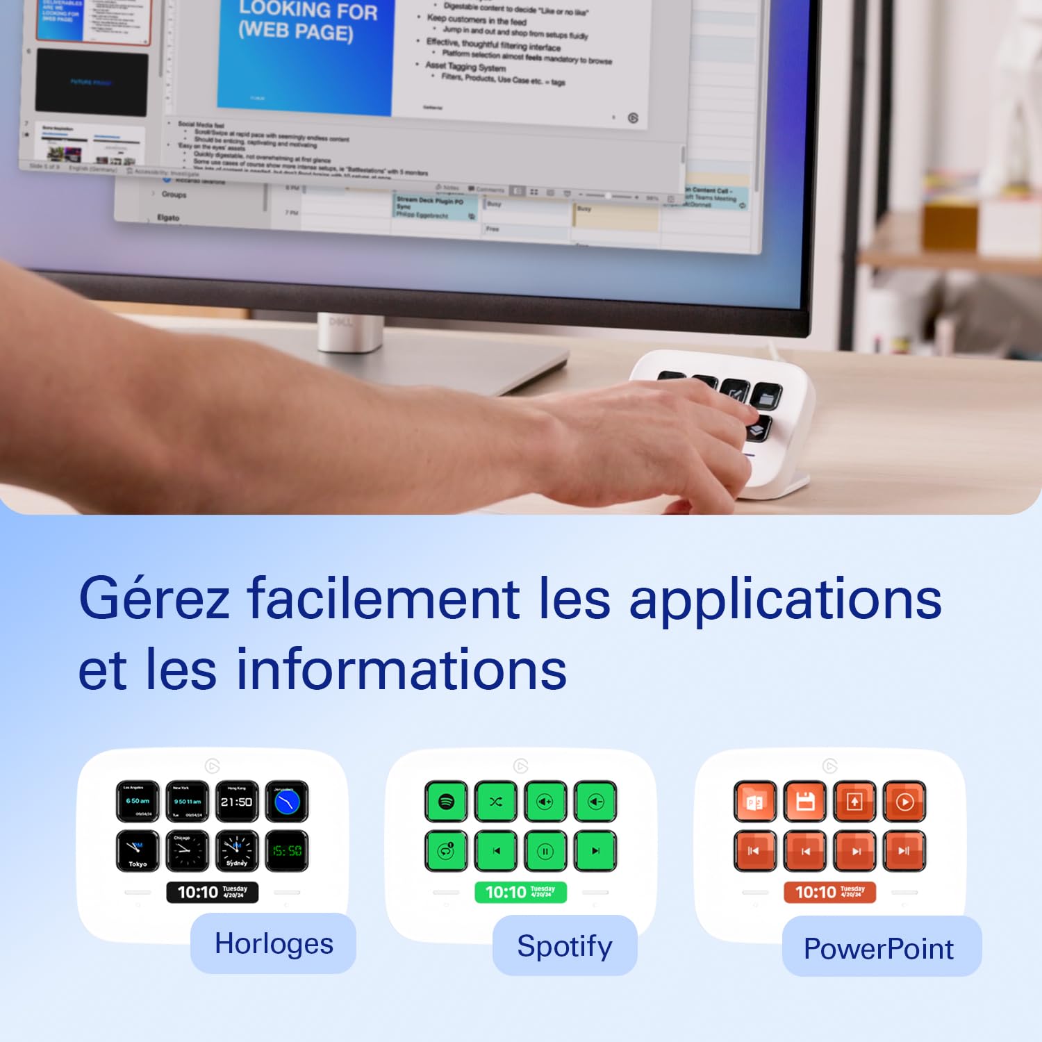 Elgato Stream Deck Neo, 8 touches personnalisables, 2 Touch Points | Word, Excel, Teams, Zoom, Spotify, glisser-déposer, Mac/PC