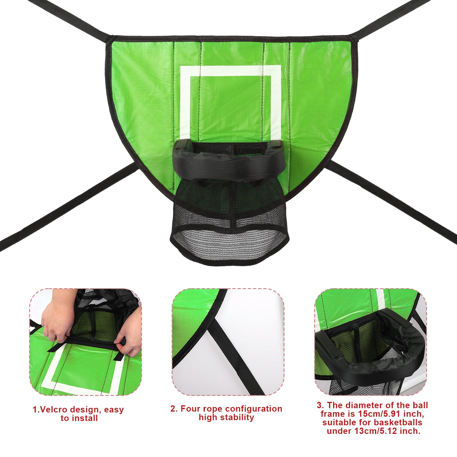 lasuroa Trampoline Basketball Hoop with 3 Basketballs & Pump - Image 4