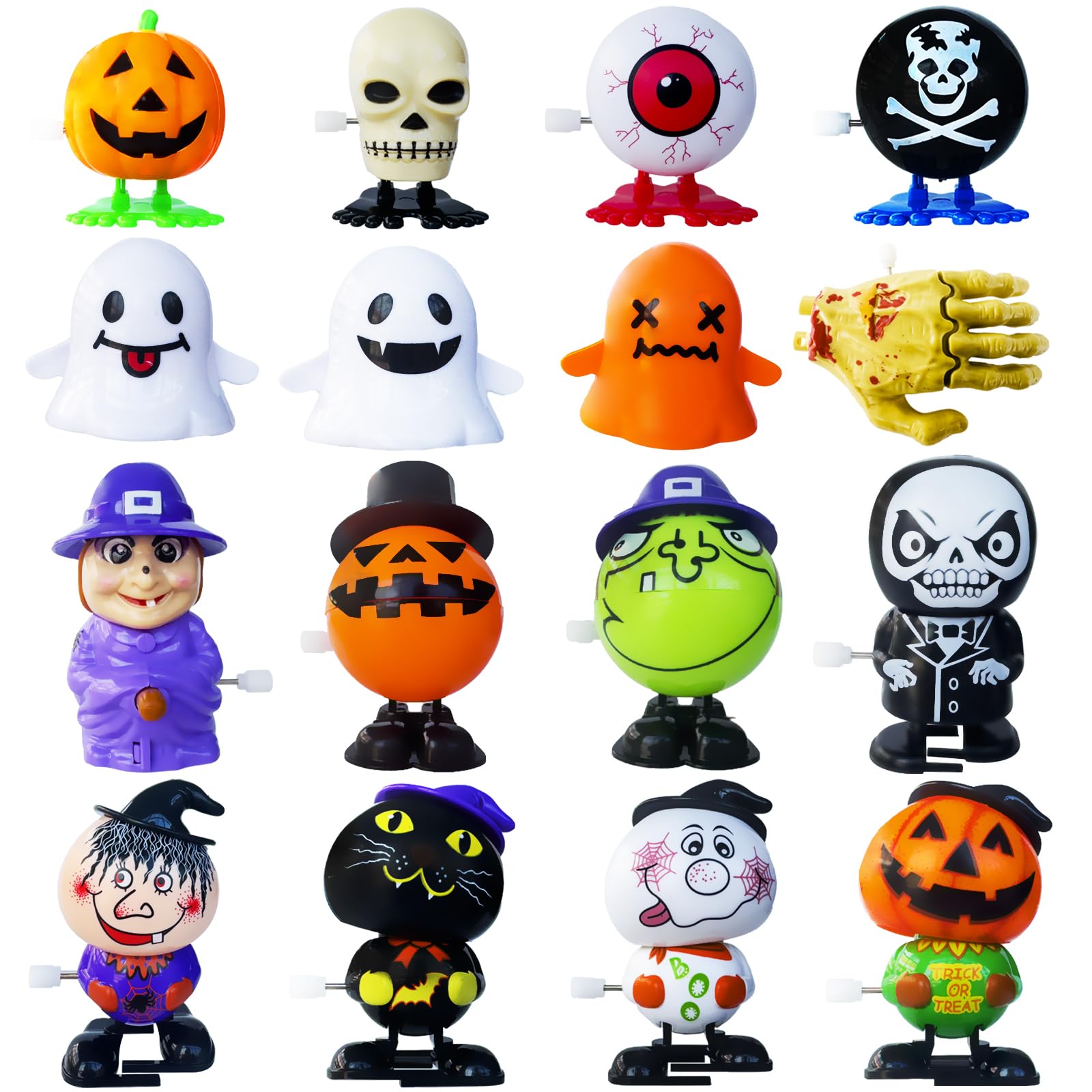 16 Pcs Halloween Wind Up Toys,Assorted Wind-Up Toys for Halloween Party Favors,Halloween Treats Toys for Kids Boys Girls