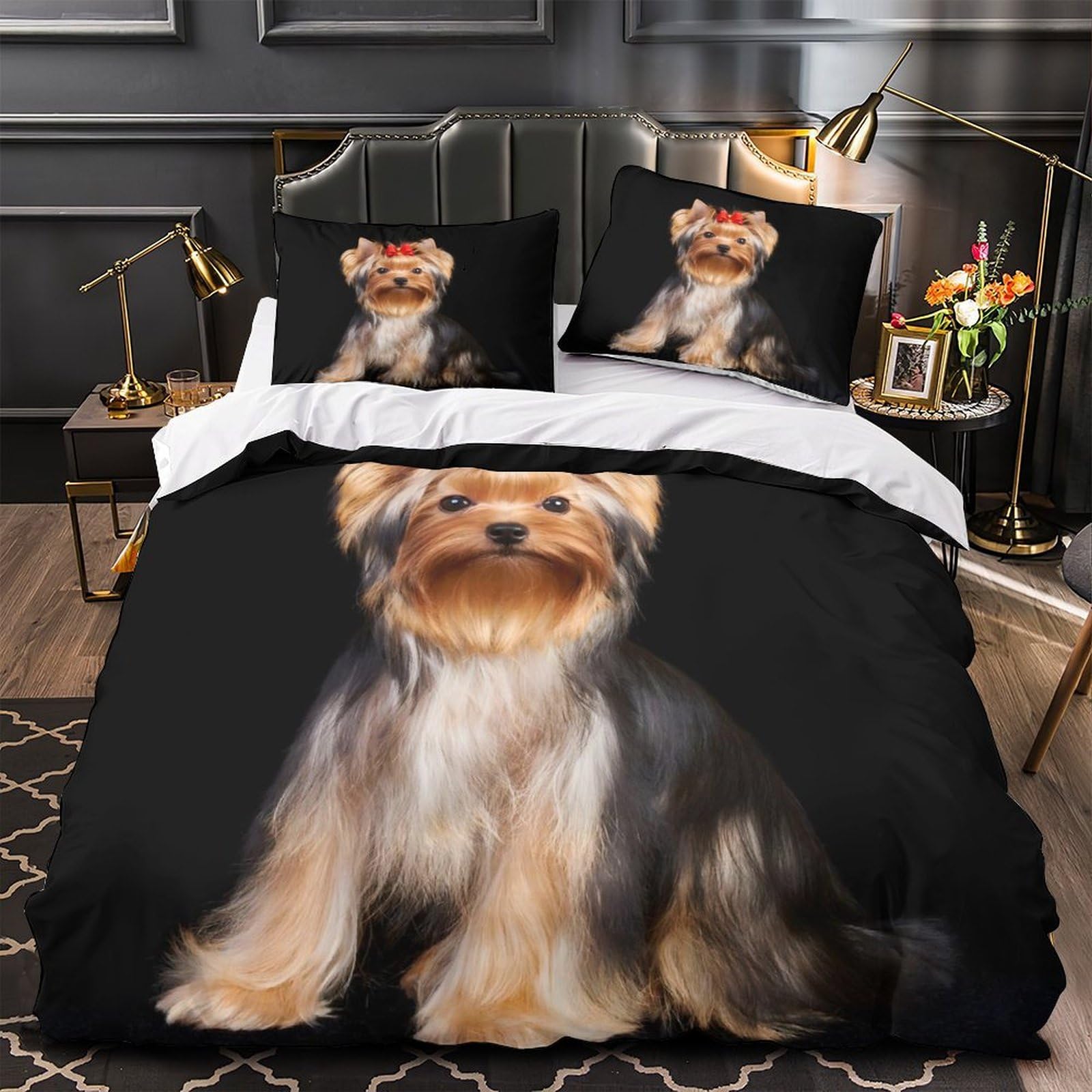 Parure de lit chiot Yorkshire 140x200 pour créer une ambiance chambre ado mignonne et cosy