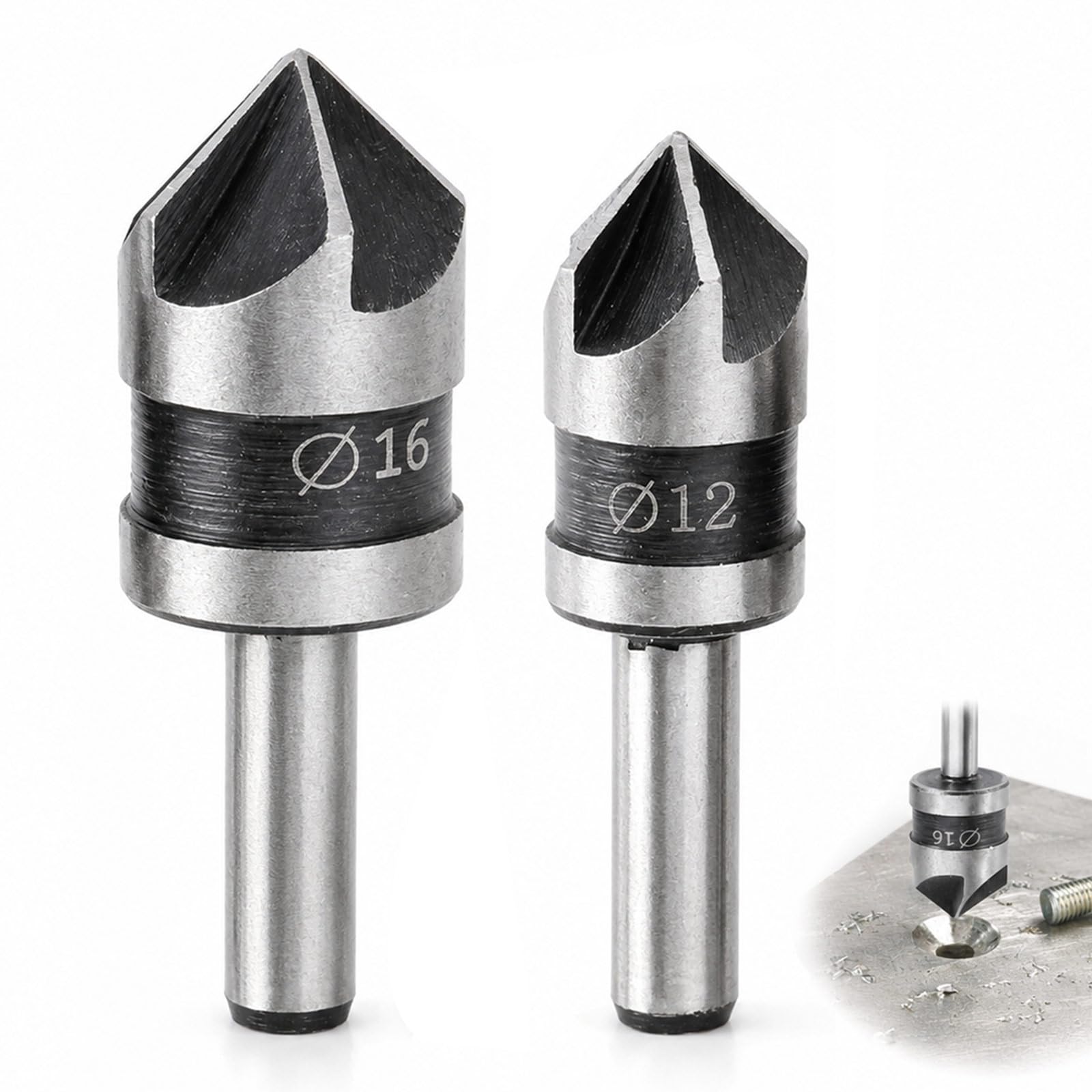 Cordial Mart 2Pcs HSS Countersink Drill Bit Set 1/2" 5/8" 82 Deg for Metal