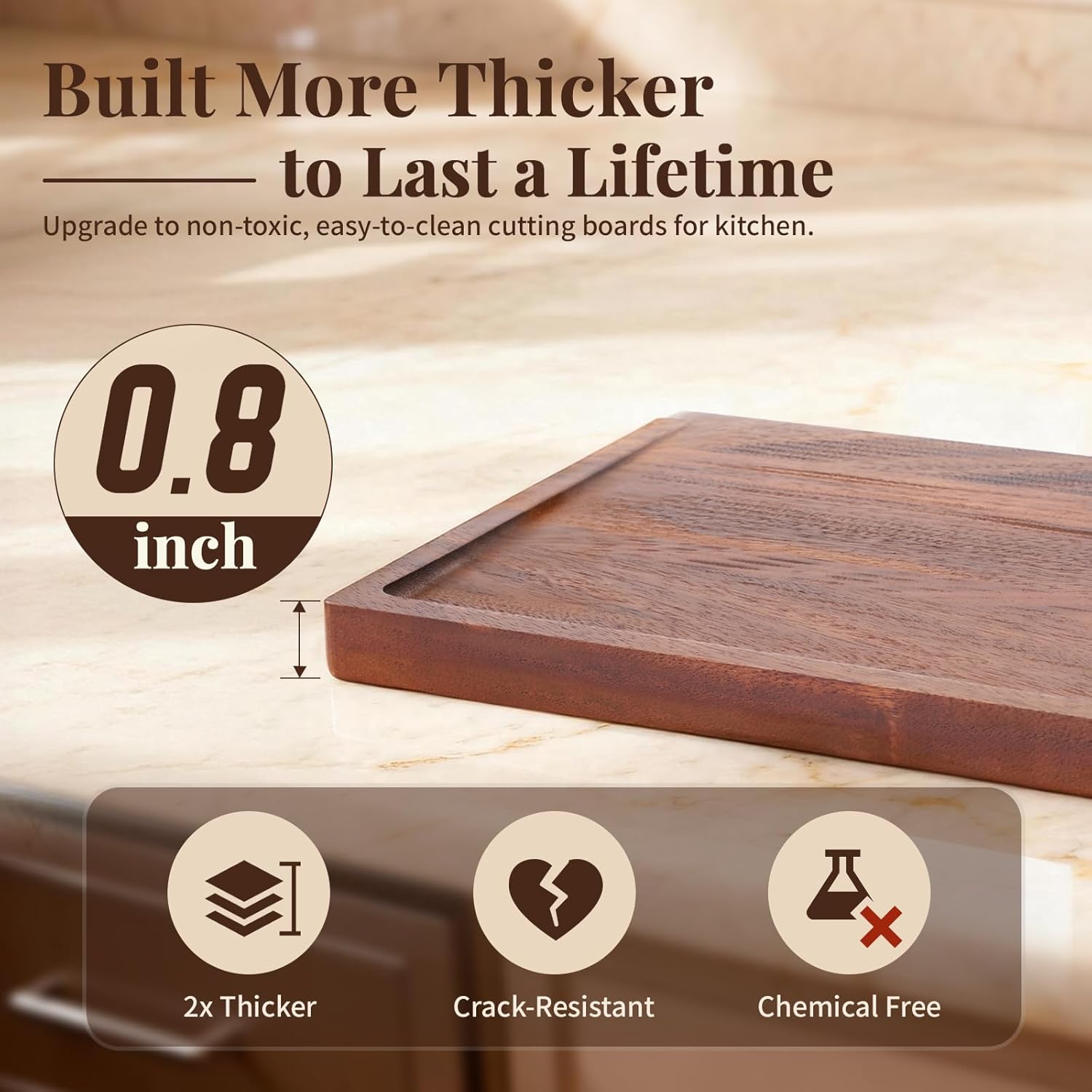 Walnut Wood Cutting Boards for Kitchen 3 Packs, Solid Wooden Cutting Board Set with Holder, Large-Small Chopping Boards with Deep Juice Grooves, Non Toxic 100% Natural, Perfect House Warming Gifts