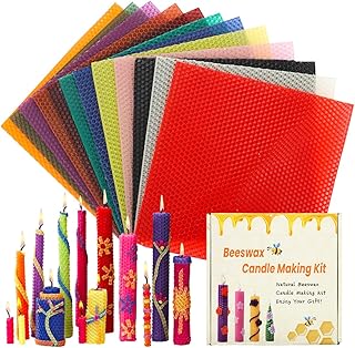 Yuragim Placas de cera de abejas, 12 colores, velas de cera de abejas, juego de bricolaje para adultos, niños, regalos artesanales para cumpleaños y Navidad