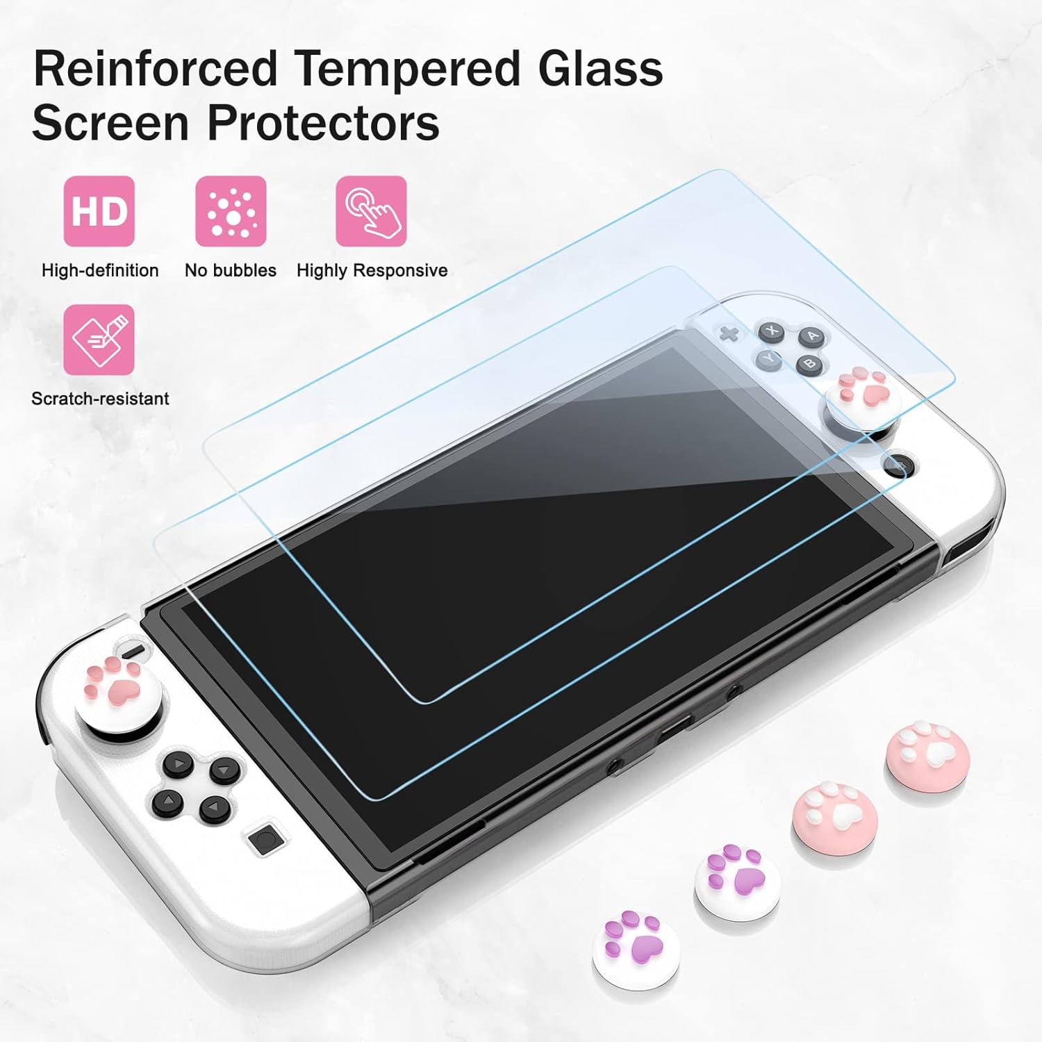 Younik Switch OLED Accessories Bundle, 17 in 1 Pink Switch Oled Accessories Kit for Girls Include Switch Carrying Case, Adjustable Stand, Protective Case for Switch Console & J-Con