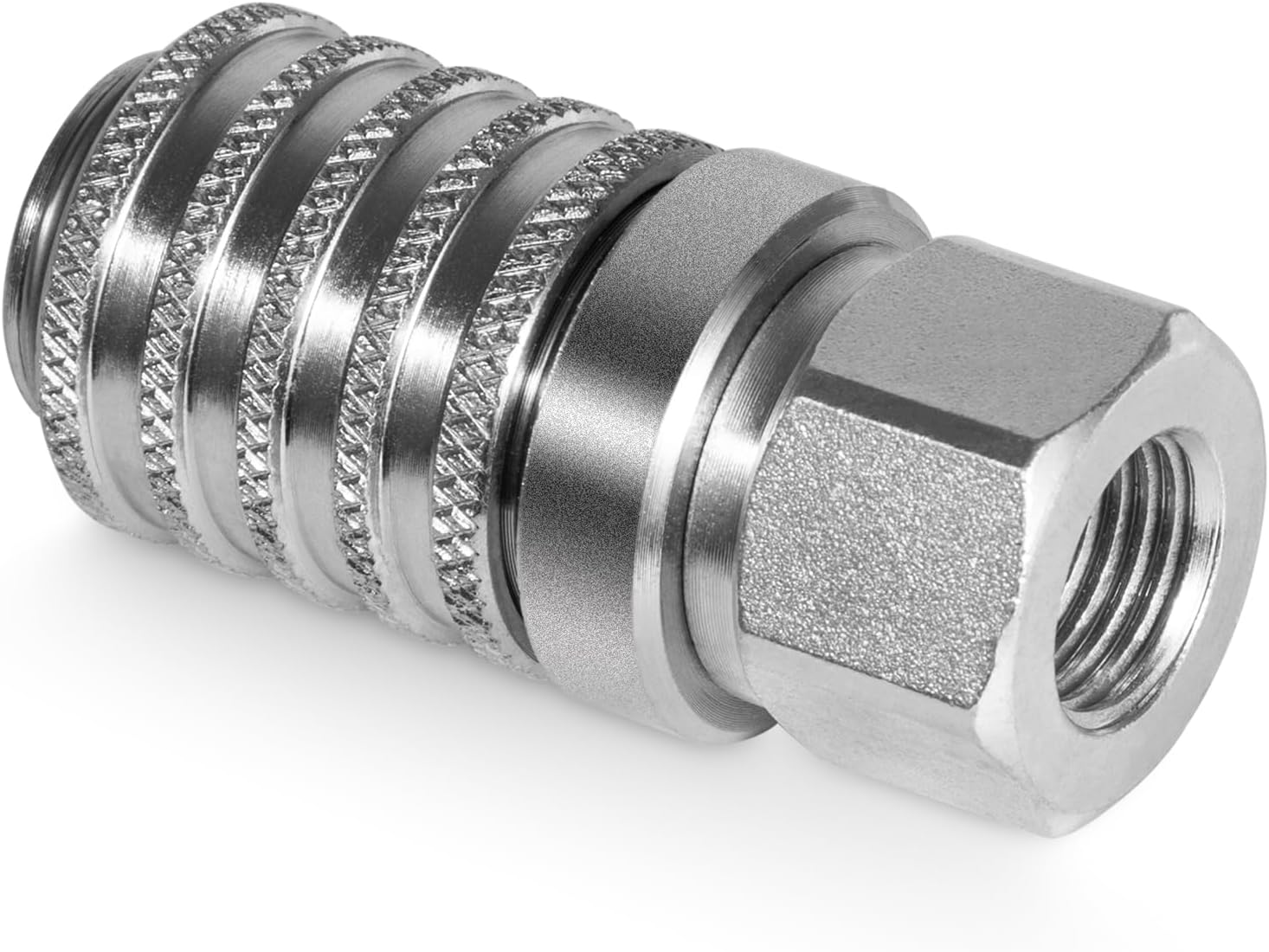 PD242 Quick Coupler for Test Ports and Diagnostic Equipment, 1/4"-18 Female NPTF Thread Size, Push-to-Connect, PD Series
