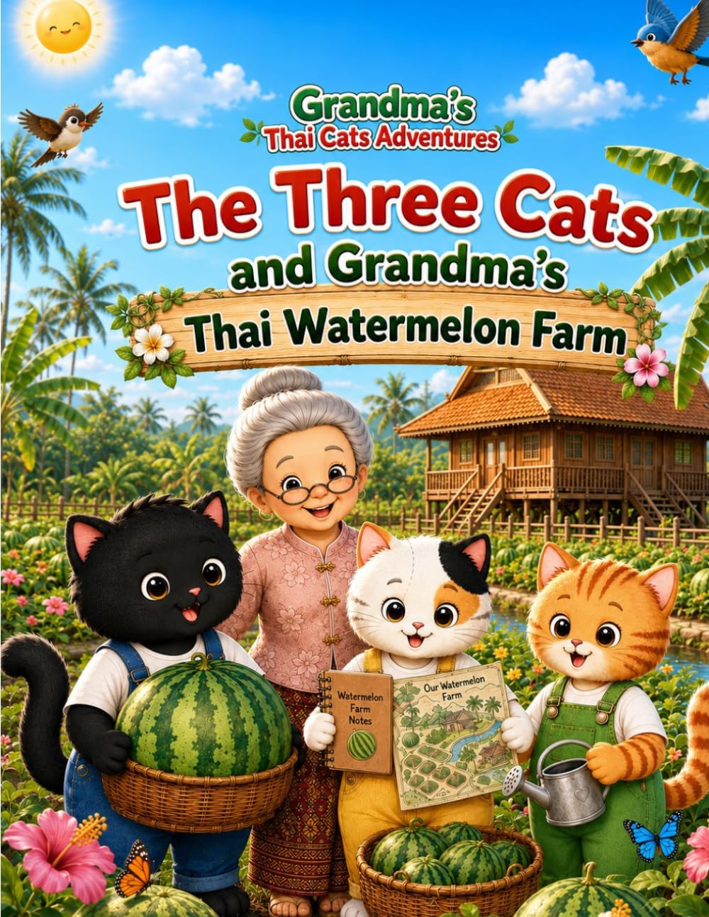 Grandma's Thai Cats Adventures: Book 15: The Three Cats and Grandma's Thai Watermelon Farm