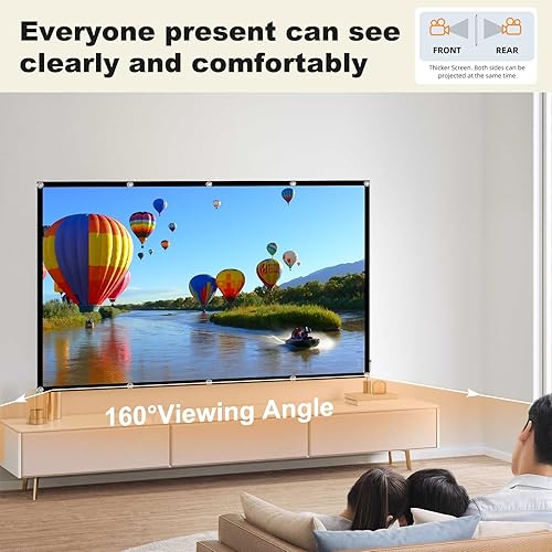Miniatura 8 de Pantalla de proyector plegable de 60 pulgadas, XINLEMY 4K 169 HD, pantalla de proyección portátil de cine de doble cara para cine en casa, patio