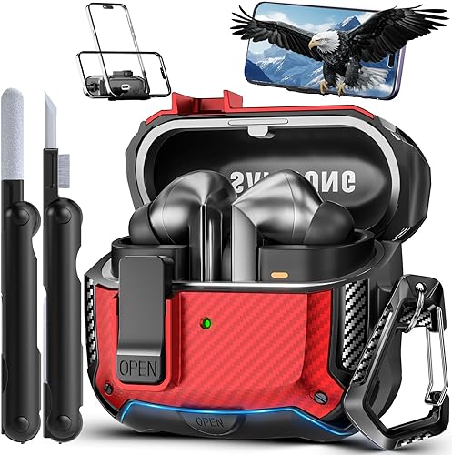 Miniatura 18 de Lock Fit Diseñado para Samsung Galaxy Buds3 FE (2025) / Buds3 Pro (2024) / Funda Buds 3 (2024), con kit de limpieza Cuerpo completo Diseño de