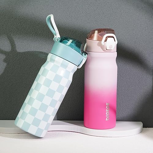 Miniatura 5 de BJPKPK - Botella de agua con aislamiento de 18 onzas y con pajilla, de acero inoxidable, de doble pared, sin BPA, a prueba de fugas, con tapa