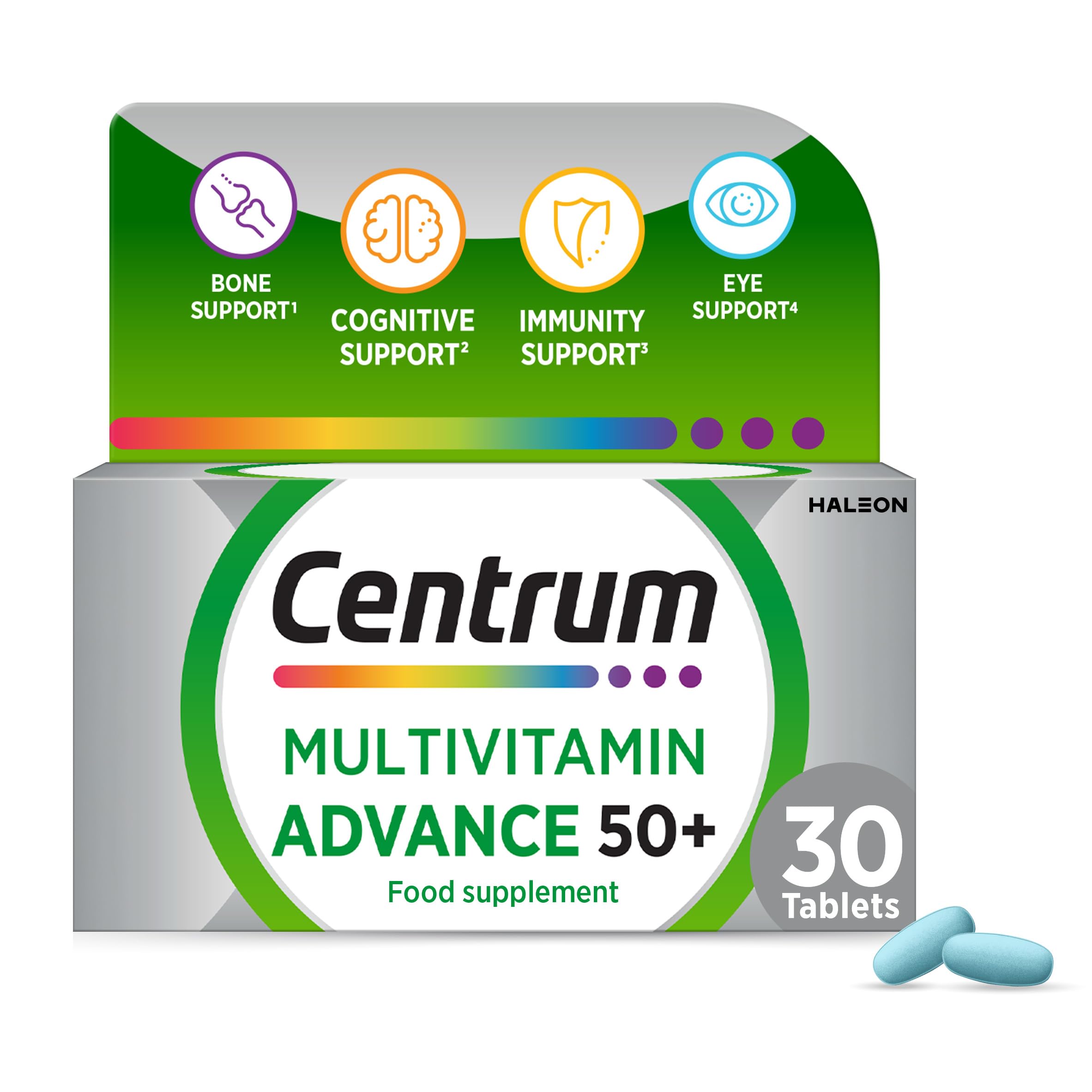 Advance 50+ Tablets Multivitamin & Mineral Supplements, with 24 essential nutrients, including vitamin D, C, Zinc, 30 ct | Product may vary