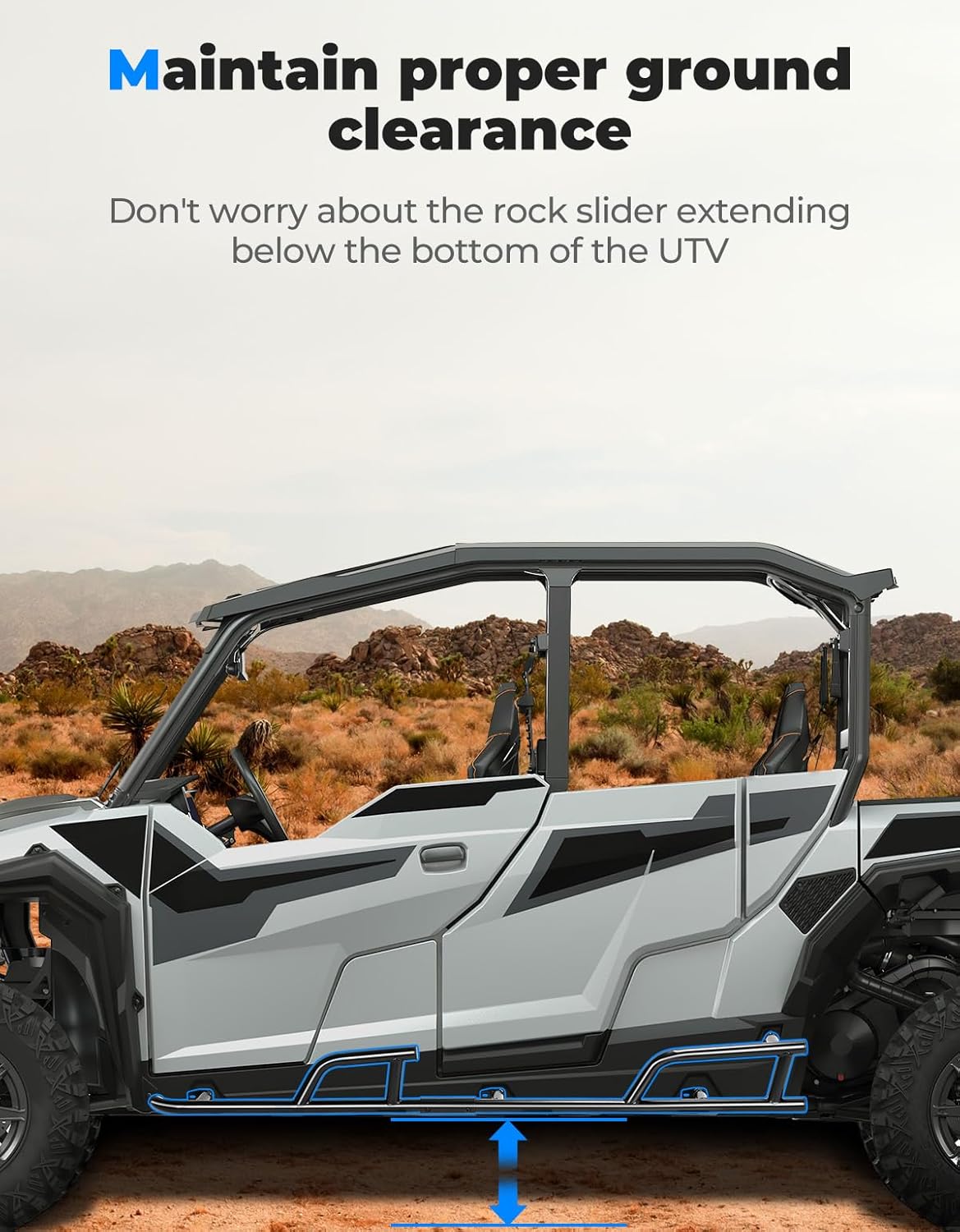 KEMIMOTO Upgrade 4 Seater Rock Sliders Nerf Bars Compatible with Polaris General 4 1000 /XP 4 1000 2017-2026 Black Steel Tubing Side Bumper Protection Frame Accessories, Replace #2881992