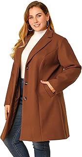 Women's Plus Size Coat Single Breasted Notched Lapel Elegant Long Winter Coats 2025 - Buy now