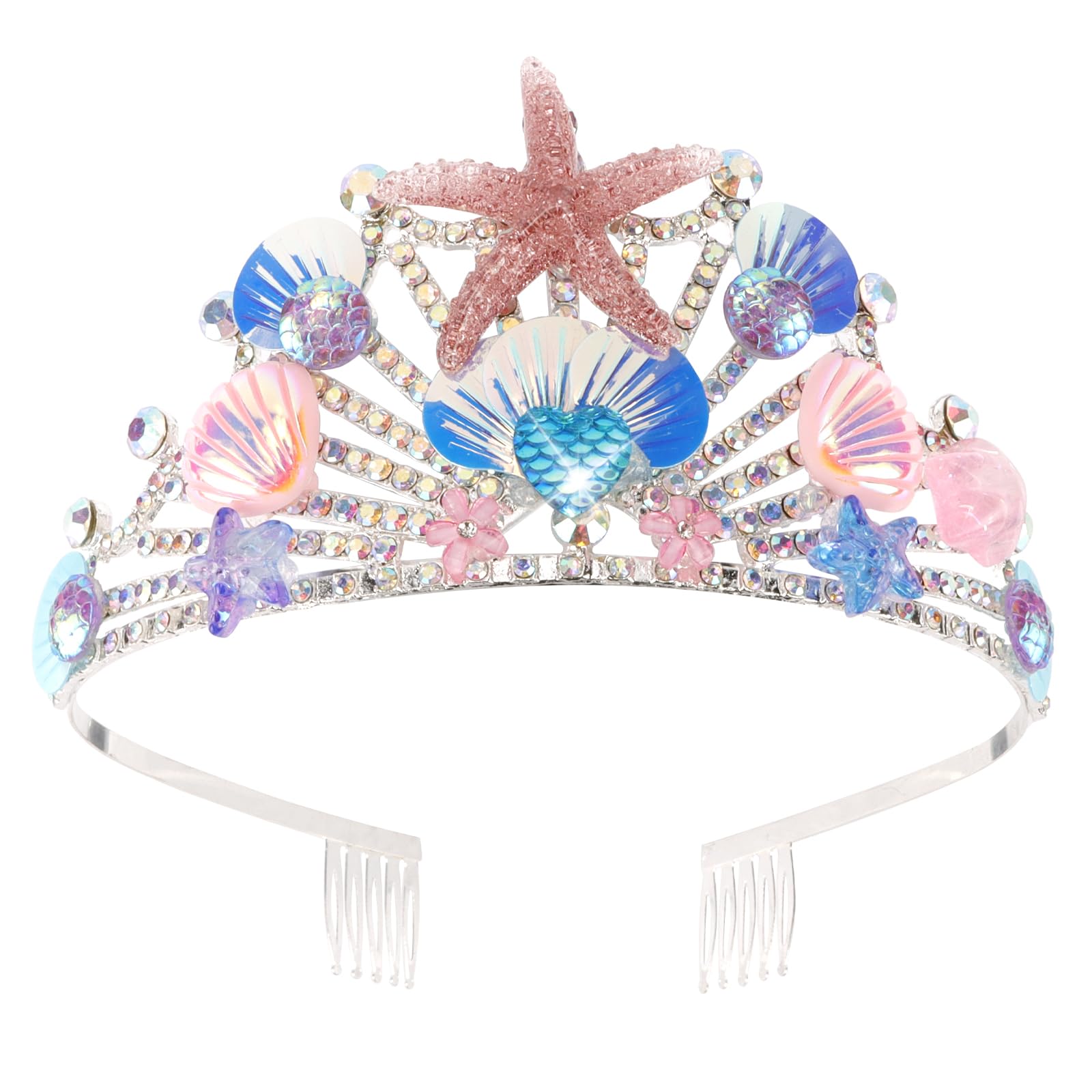 Canitor Mermaid Crown Tiara for Girls Mermaid Headband for Women Mermaid Tail Party Favors Birthday Gifts Decorations Halloween Costumes Outfit Hair Accessories