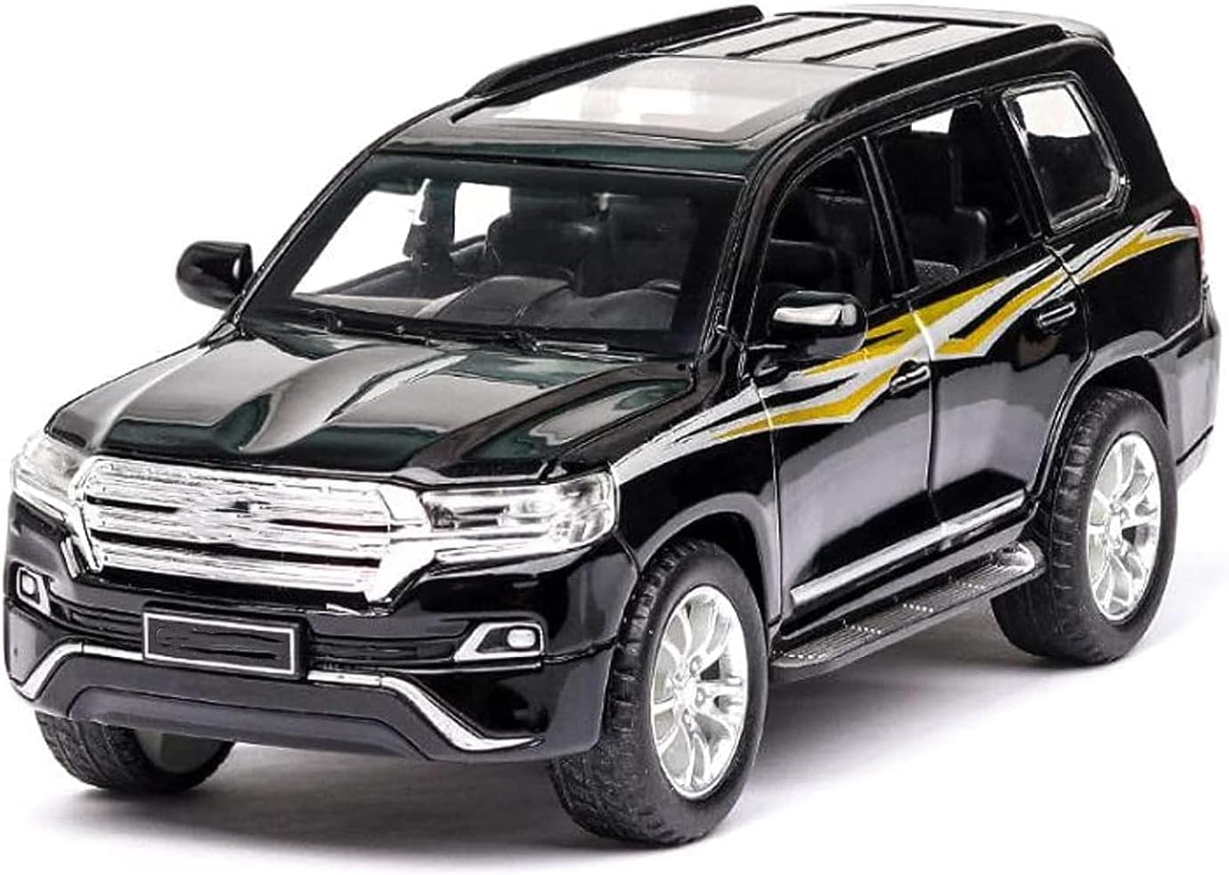 LISOURE Die-Casted Metal Car Pull-Back Model Phantom Diecast Metal Pullback Toy Car with Openable Doors | Light Music Boys Gifts Toy【Colors as Per Stock】 (Land Cruiser)