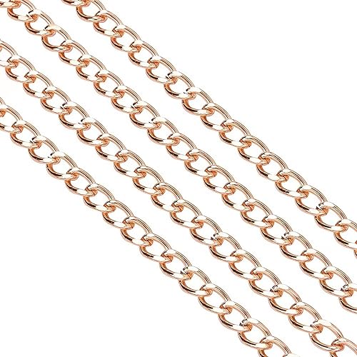 Vista 60 de N/C Cadenas de aluminio de 15 pies de eslabones de perlas de imitación, cadena de eslabones trenzados, cadenas de cable cruzado con colgante de 0