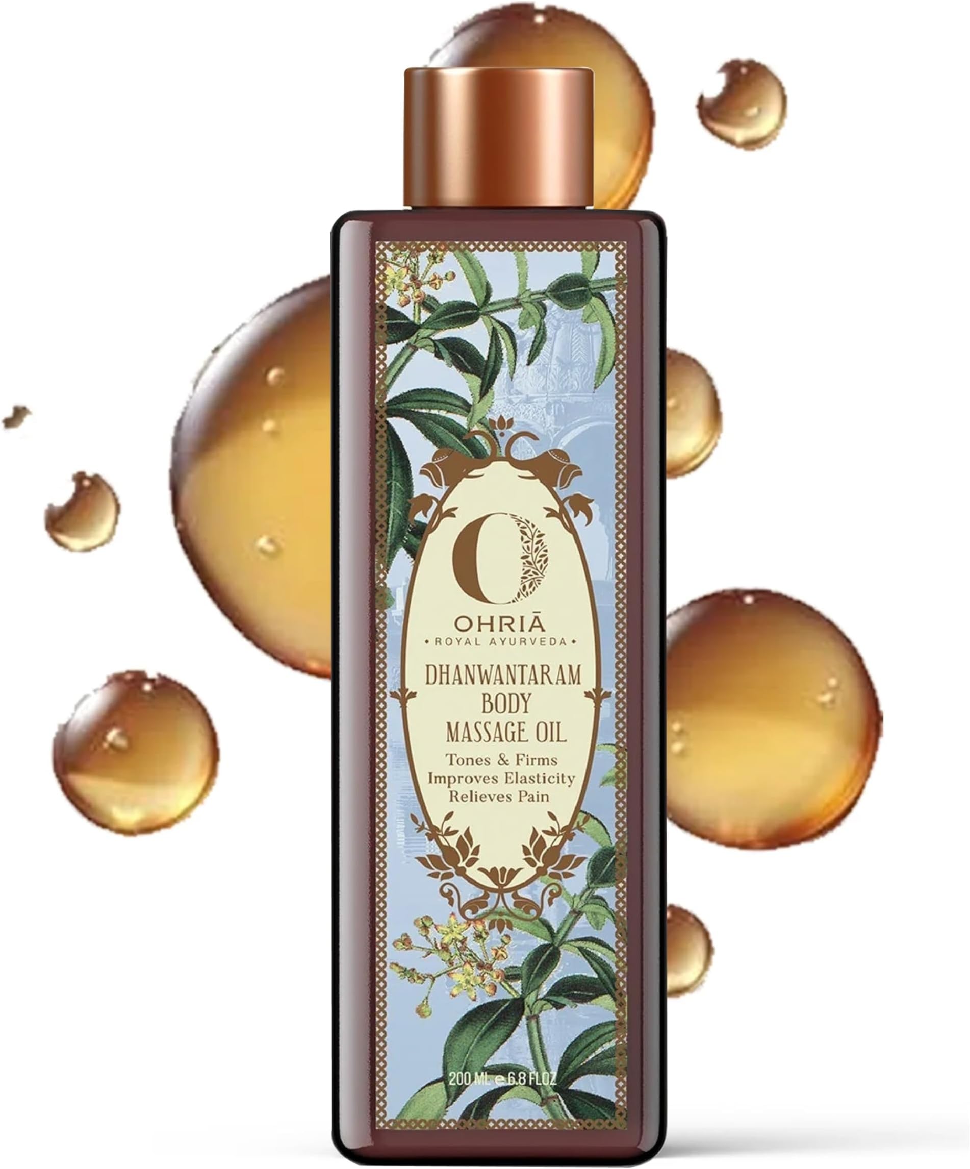 Ohria Ayurveda Dhanwantaram Thailam/Body Massage Oil | Tones & Firms, Improves Elasticity & Relieves Pain, 6.76 Fl Oz