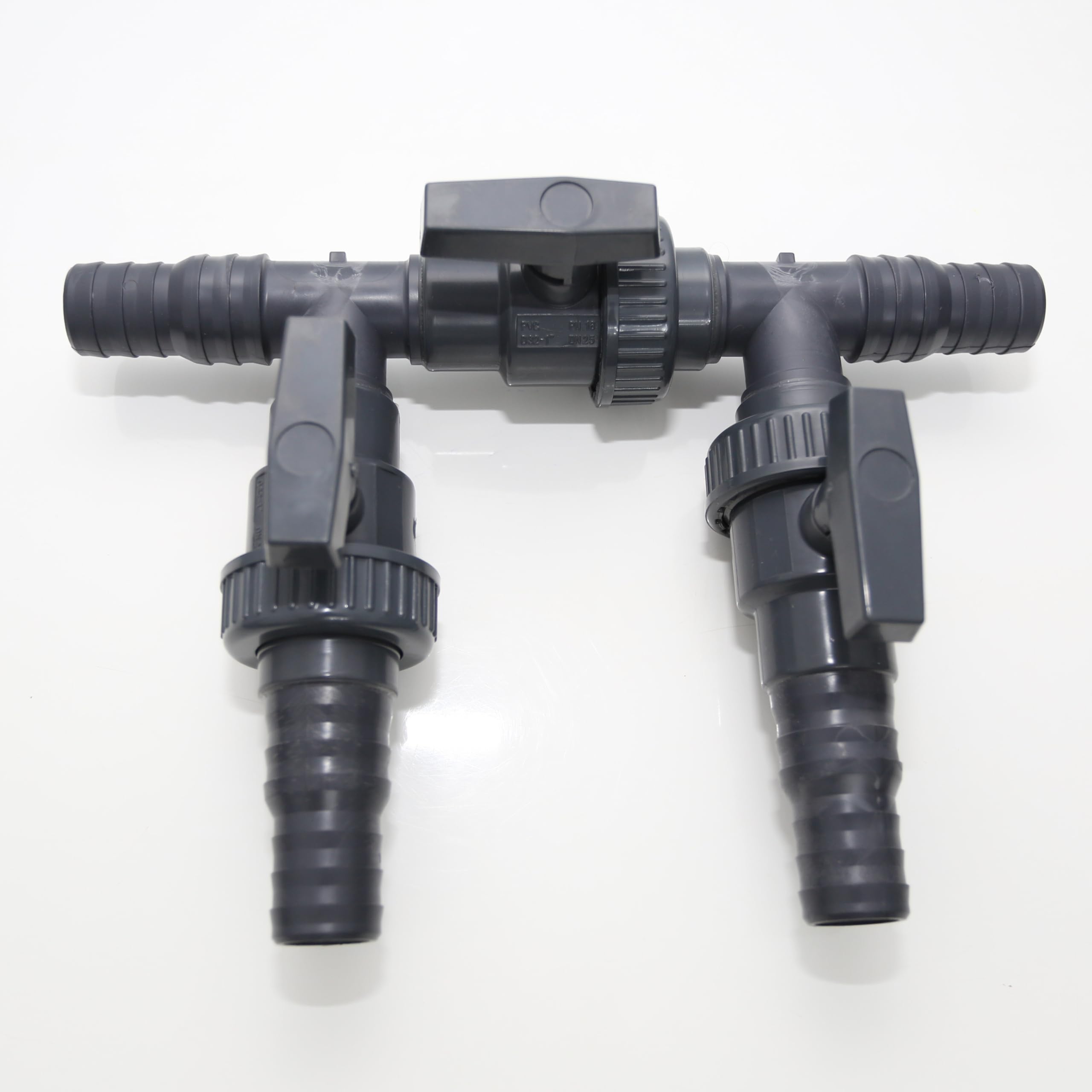 HAF 3 Wege Solarweiche / 3 Wege Ventil mit Absperrhahn | 4-Teiliges Bypass Set mit 32mm & 38mm Schlauchtüllen zum Anschluss von Solarkollektor, Poolheizung, Wärmepumpe, Heizmatte oder Sandfilteranlage