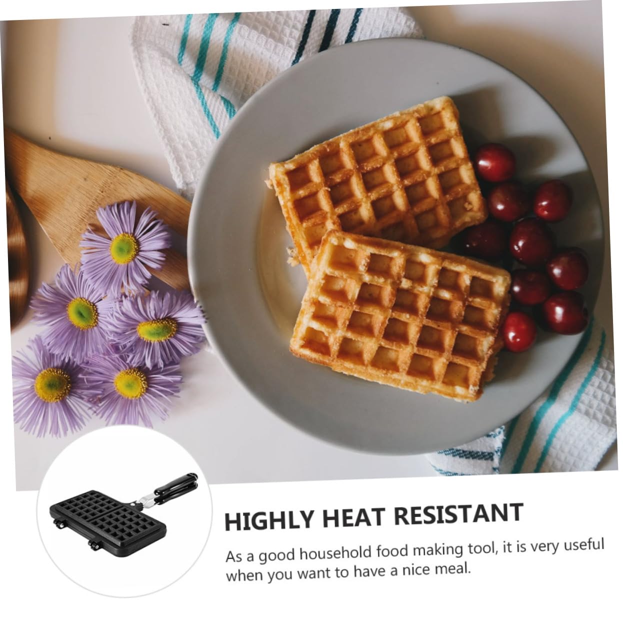 Stampo Resistente al Calore e Sicuro per Forno Nero in Alluminio Pressofuso per Waffle fare Waffle Creativi a Casa Fornello a Gas