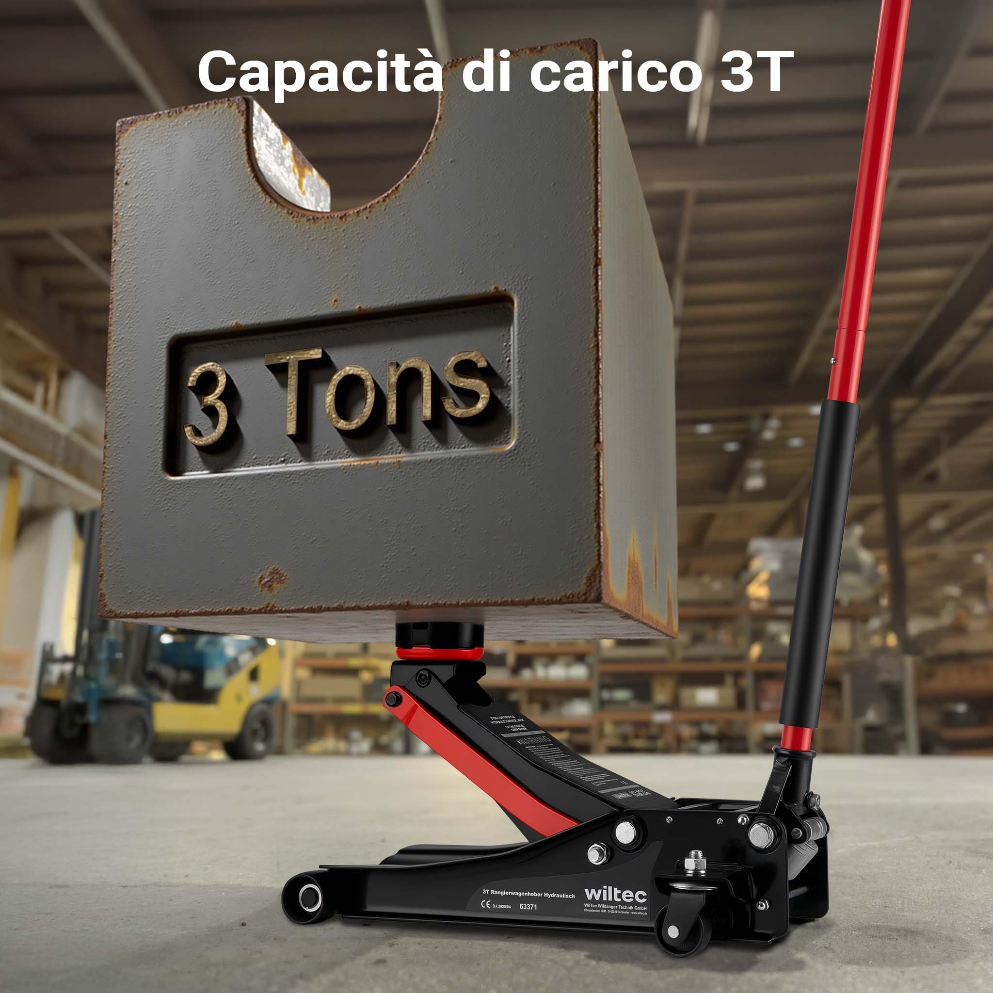 XPOtool Martinetto Idraulico da manovra da 3 t, Altezza di Sollevamento 85-500 mm, cric Mobile, cric per Auto con Doppio pistone e Quattro rotelle