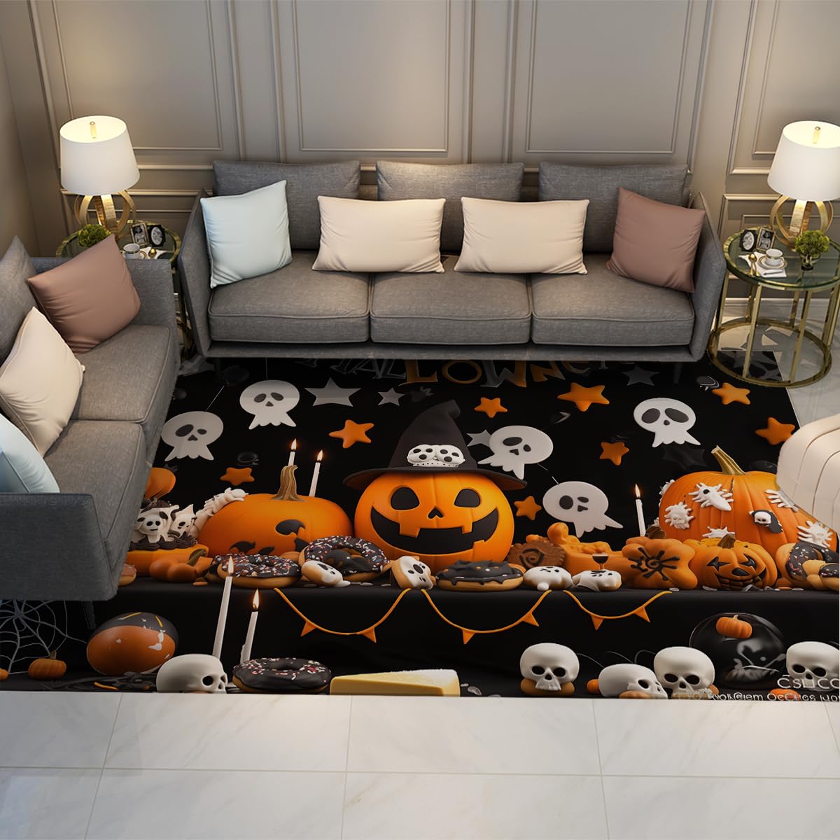 Tapis Halloween antidérapant lavable pour éviter les glissades